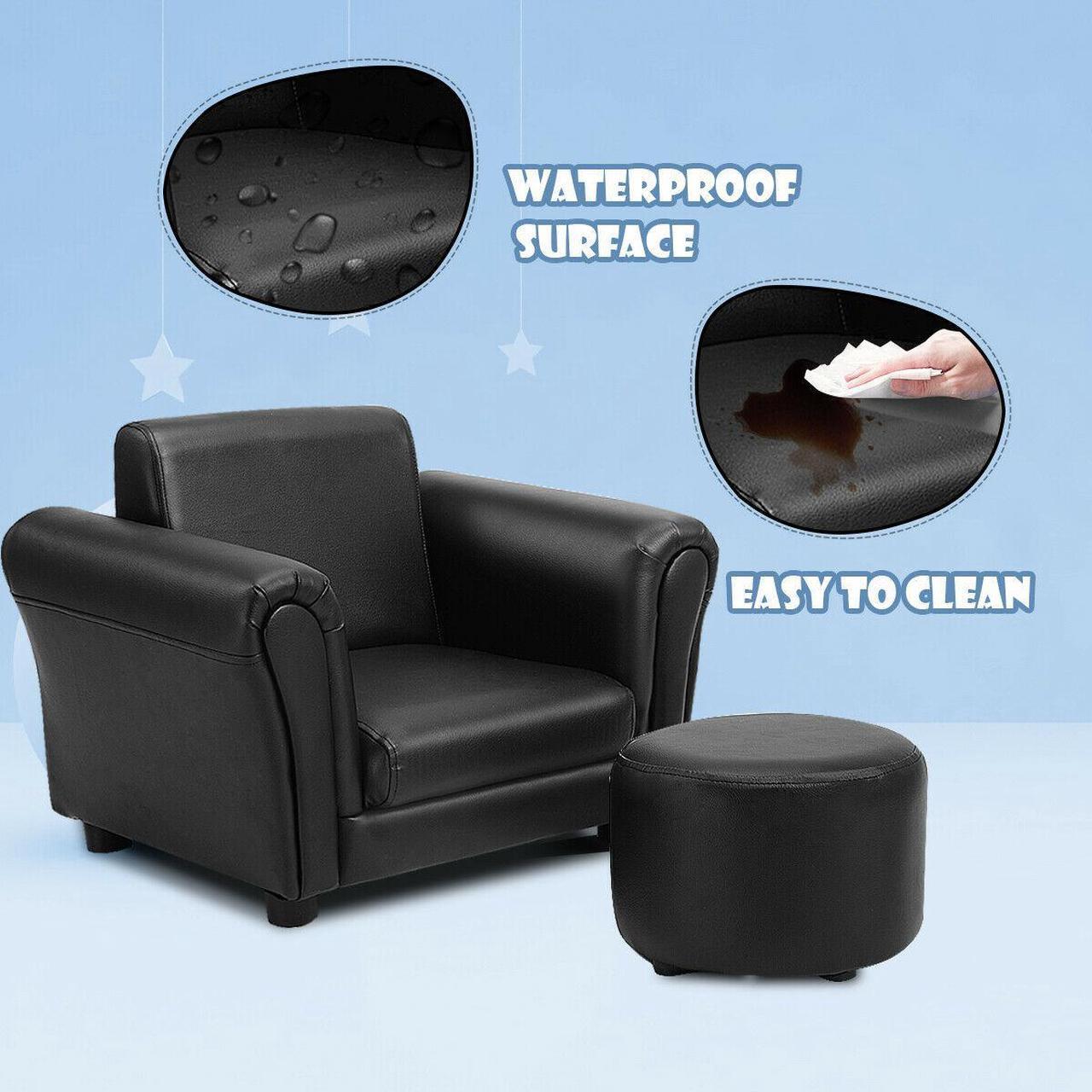 Alt view image 6 of 7 - SlickBlue Kids Single Armrest Couch Sofa with Ottoman