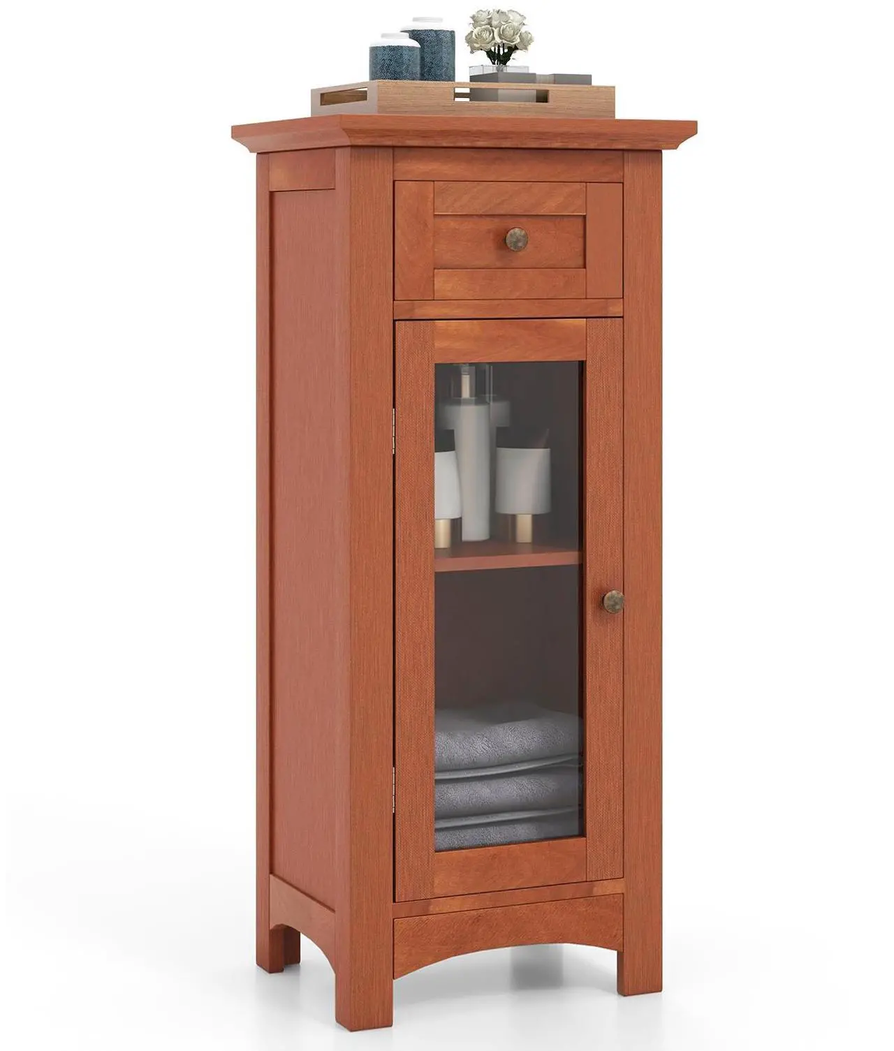 Main image of SlickBlue Bathroom Freestanding Storage Cabinet with Single Glass Door