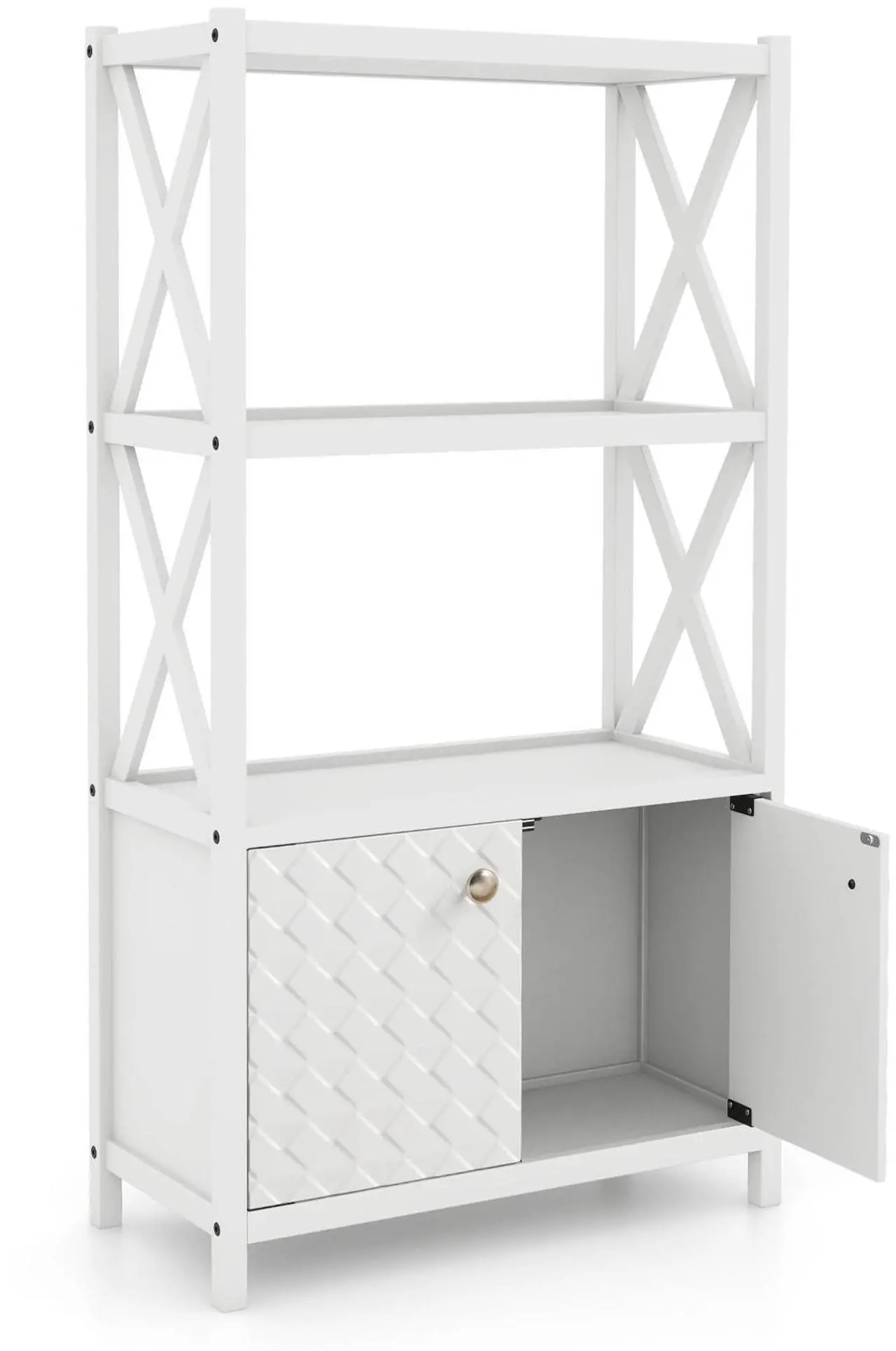 Alt view image 4 of 7 - SlickBlue Bathroom Storage Cabinet with Open Shelves and Double Doors