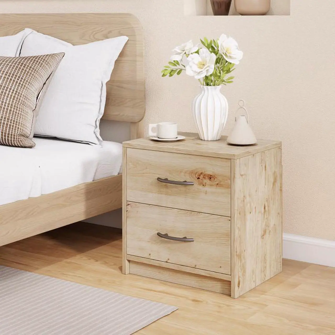 Alt view image 4 of 7 - SlickBlue 2 Drawer Nightstand with Storage for Living Room