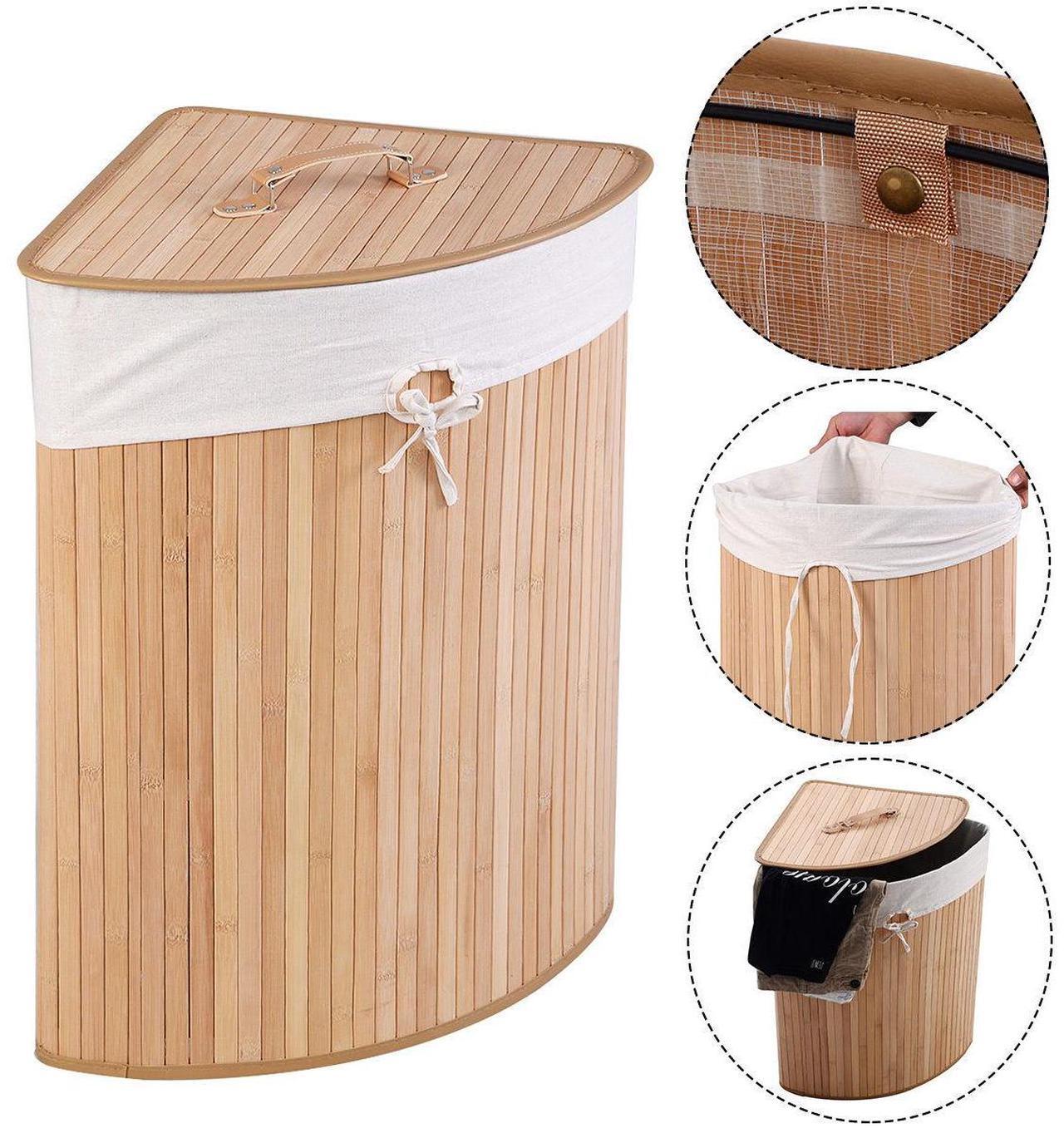 Main image of SlickBlue Corner Bamboo Hamper Laundry Basket