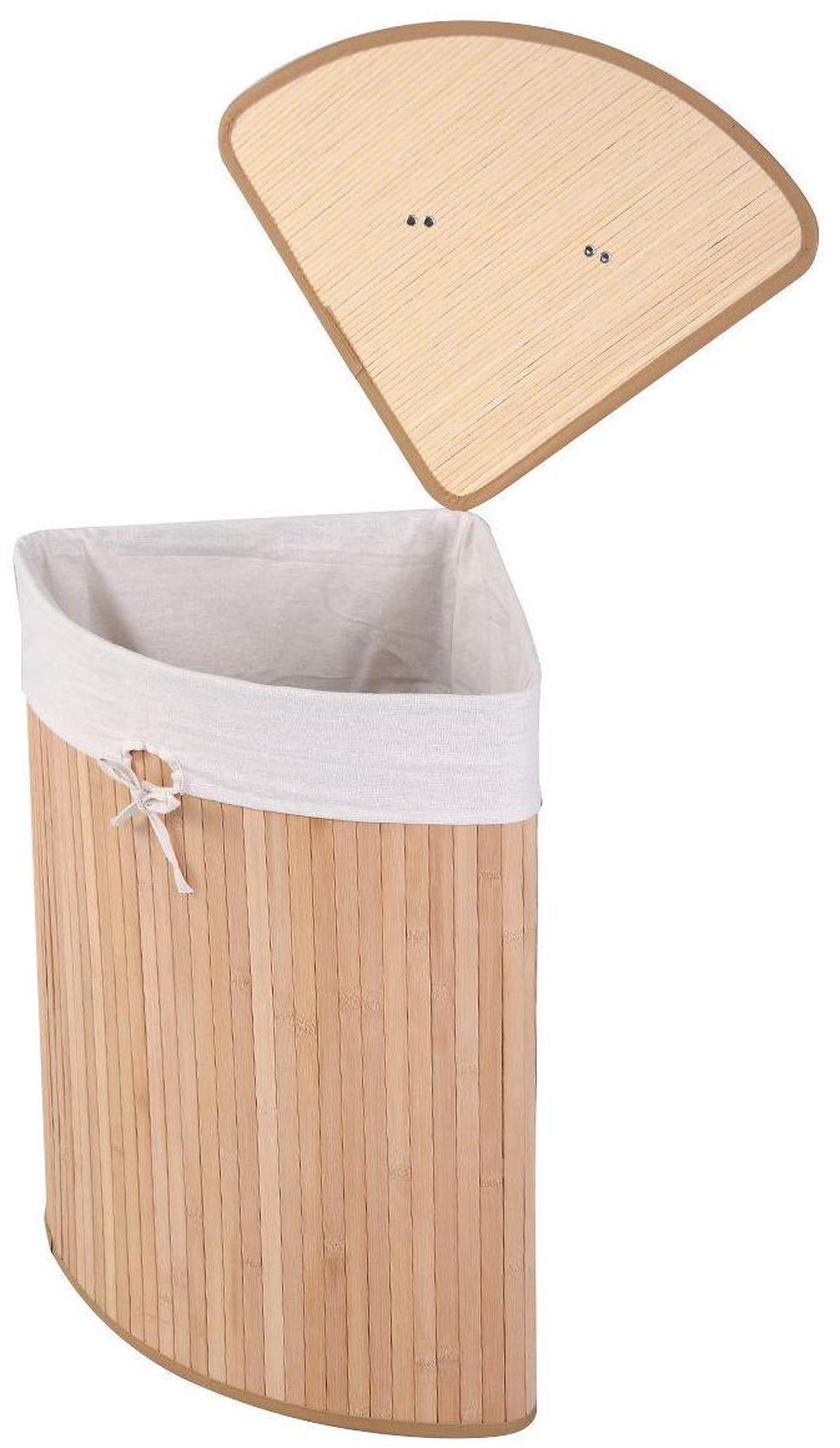 Alt view image 3 of 7 - SlickBlue Corner Bamboo Hamper Laundry Basket