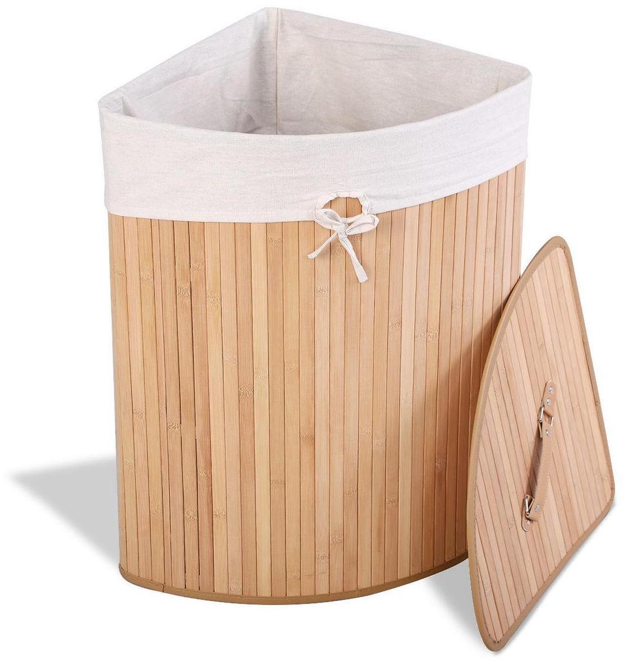 Alt view image 2 of 7 - SlickBlue Corner Bamboo Hamper Laundry Basket