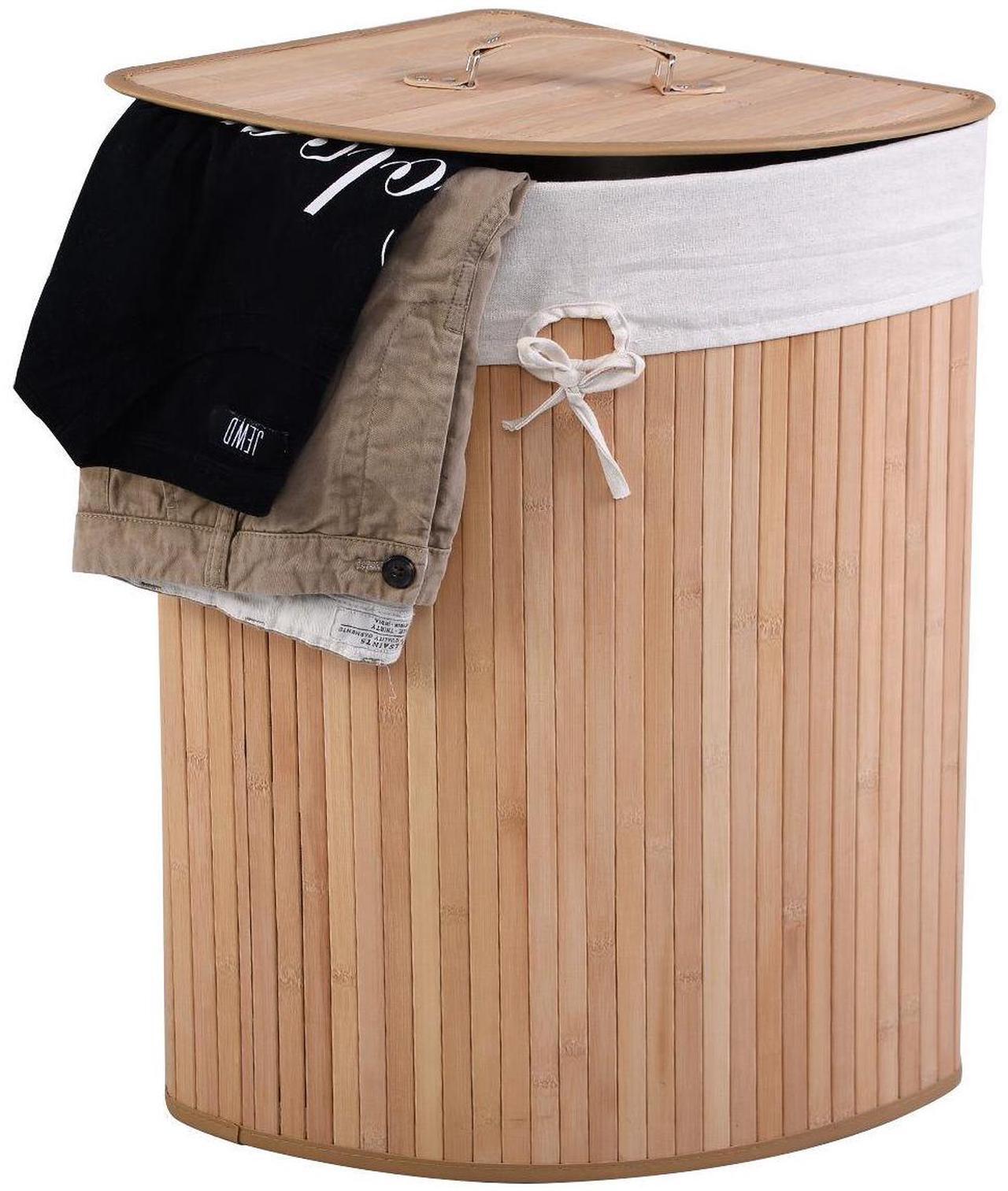 Alt view image 4 of 7 - SlickBlue Corner Bamboo Hamper Laundry Basket