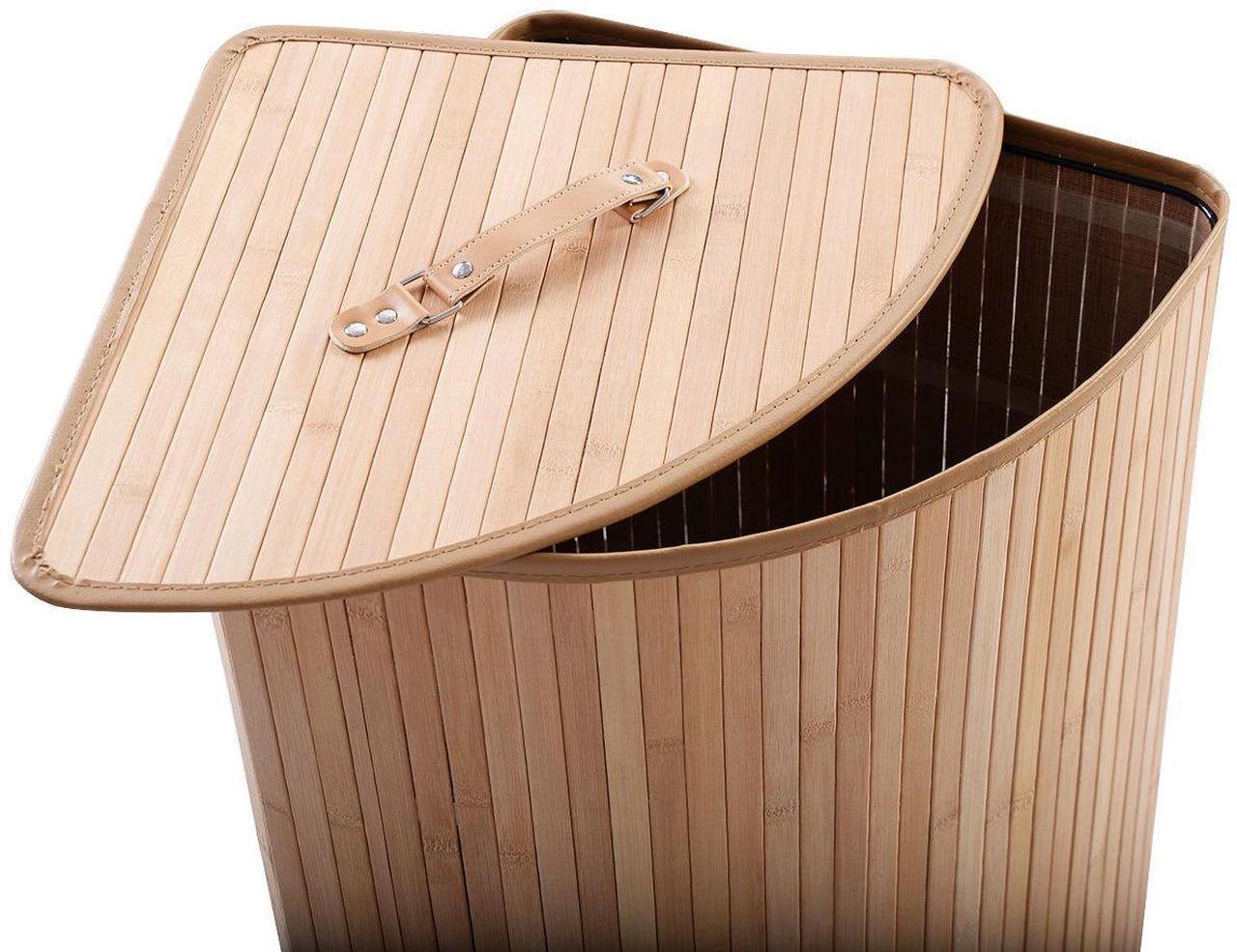 Alt view image 6 of 7 - SlickBlue Corner Bamboo Hamper Laundry Basket