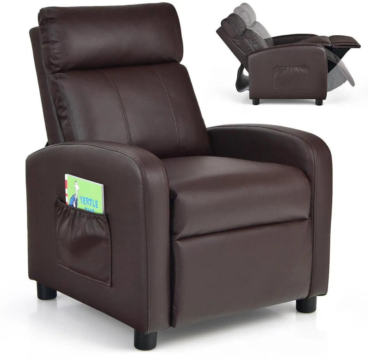 Main image of SlickBlue Ergonomic PU Leather Kids Recliner Lounge Sofa for 3-12 Age Group
