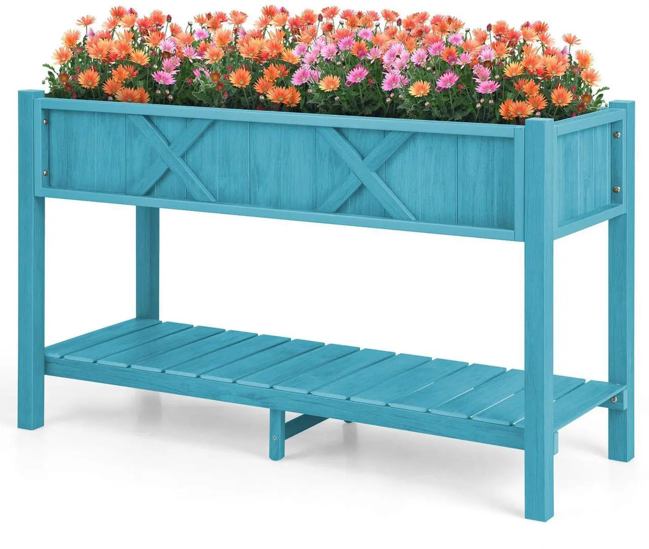 Main image of SlickBlue Poly Wood Elevated Planter Box with Legs Storage Shelf Drainage Holes