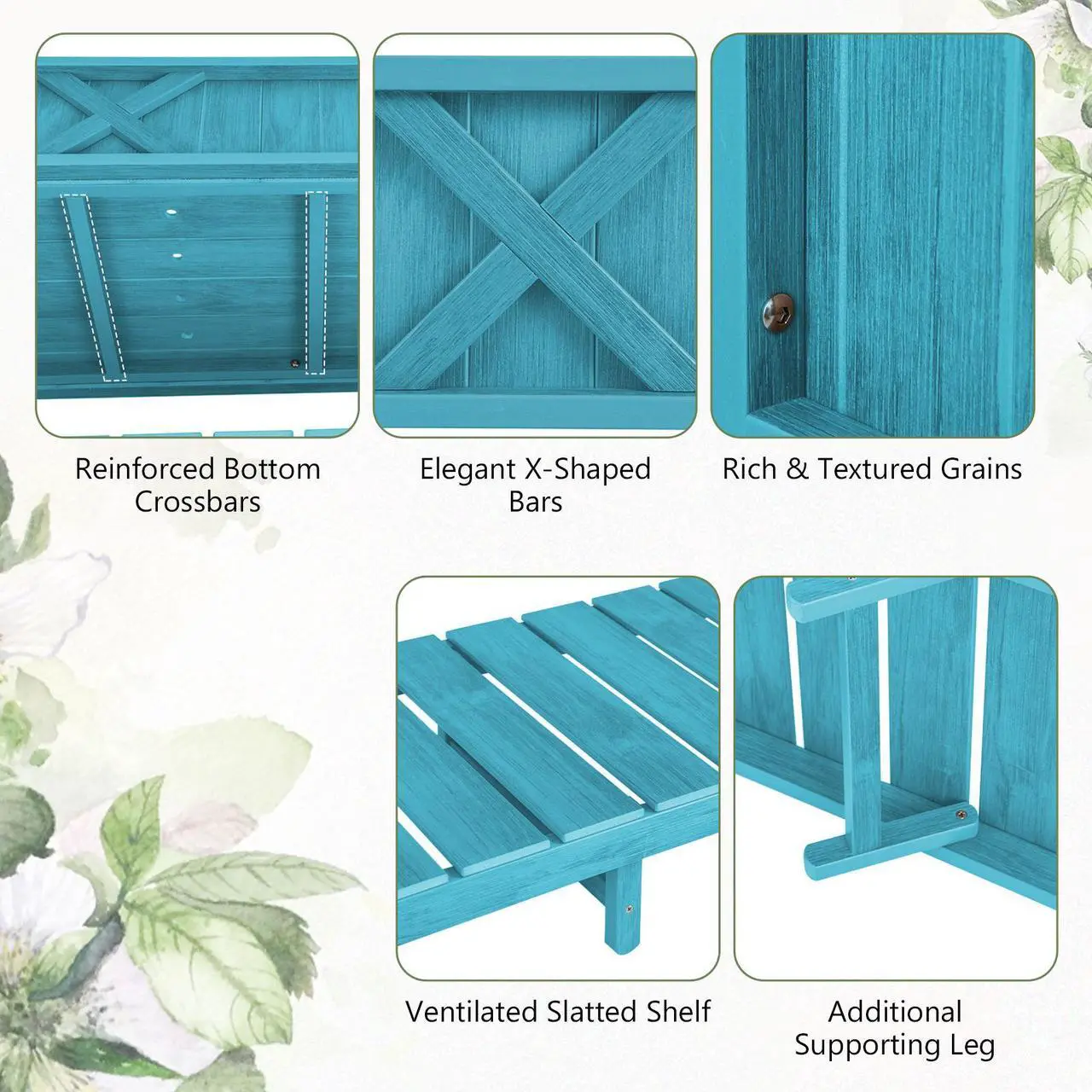 Alt view image 6 of 7 - SlickBlue Poly Wood Elevated Planter Box with Legs Storage Shelf Drainage Holes