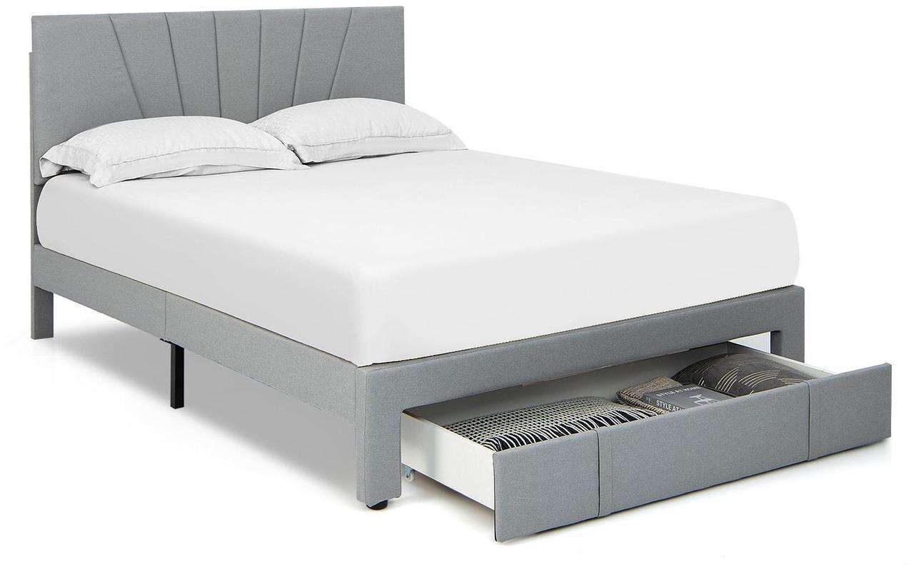 Alt view image 4 of 7 - SlickBlue Upholstered Bed Frame with Drawer and Adjustable Headboard-Queen Size