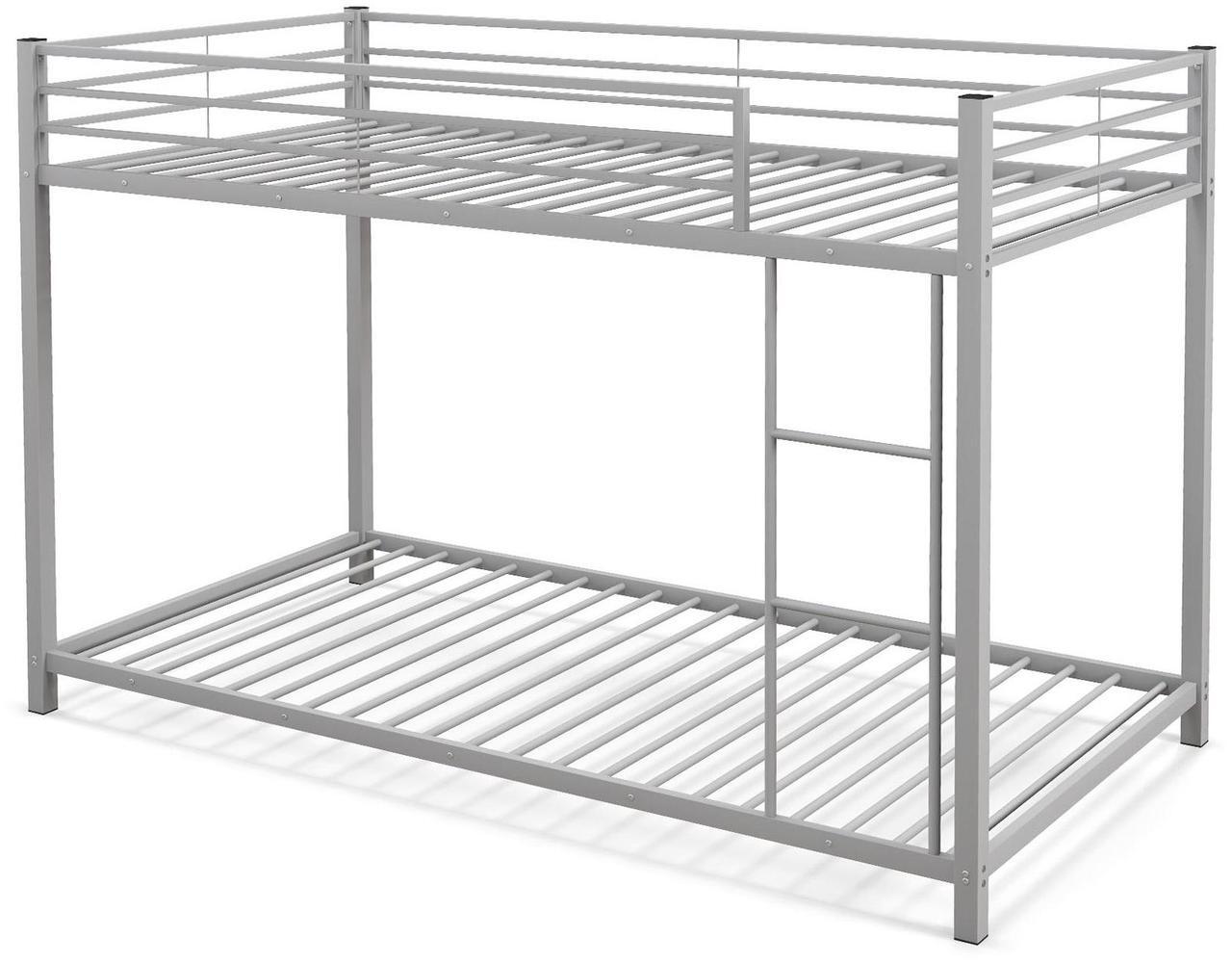 Main image of SlickBlue Low Profile Twin Over Twin Metal Bunk Bed with Full-length Guardrails