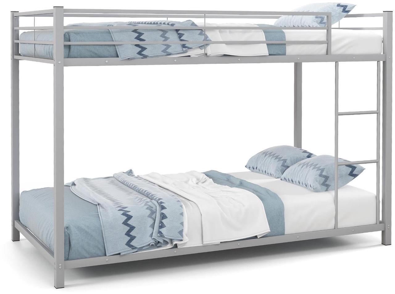 Alt view image 4 of 7 - SlickBlue Low Profile Twin Over Twin Metal Bunk Bed with Full-length Guardrails