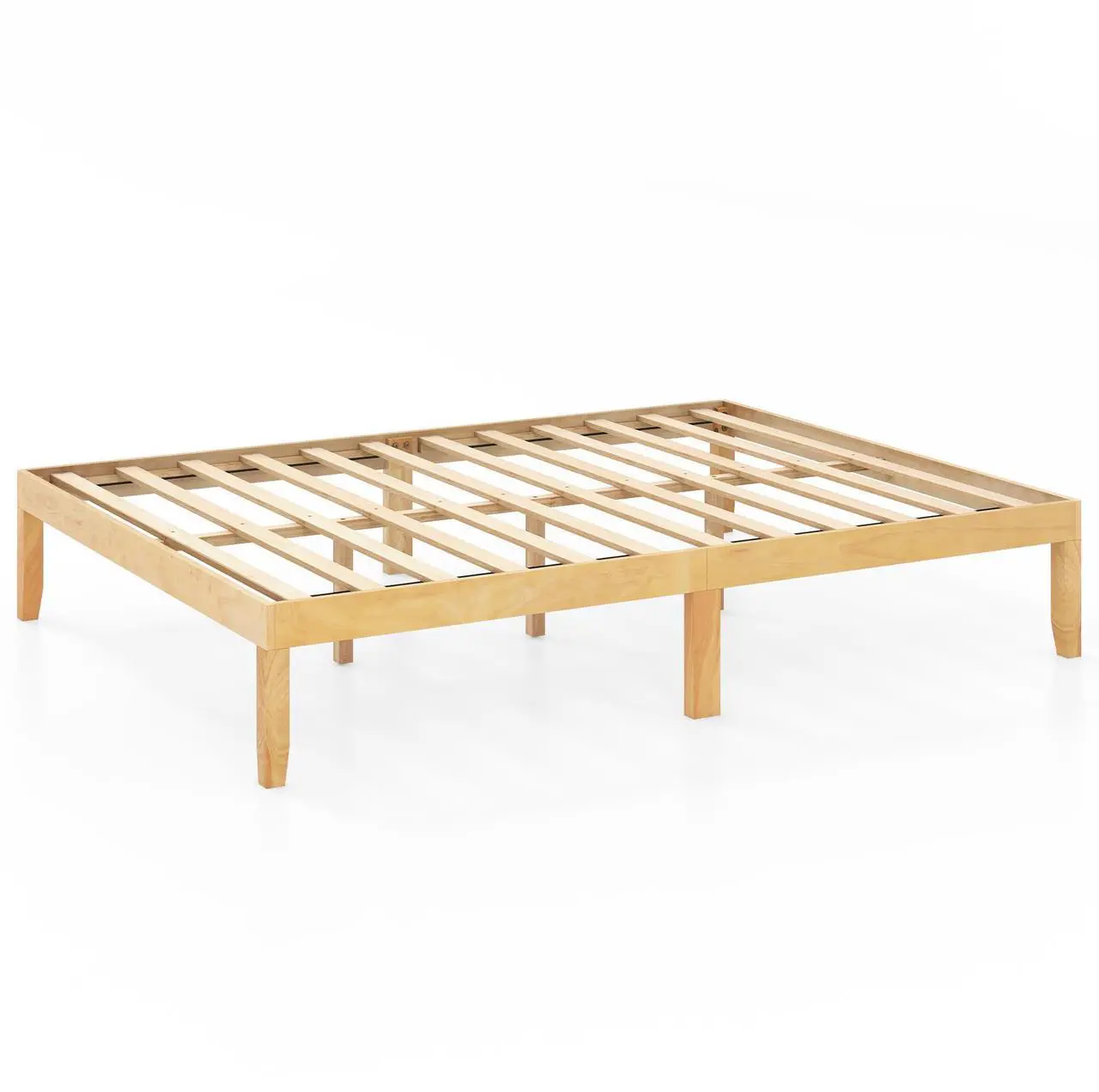 Main image of SlickBlue Queen Size Wood Bed Frame with Wooden Slats Support and Rubber Wood Legs
