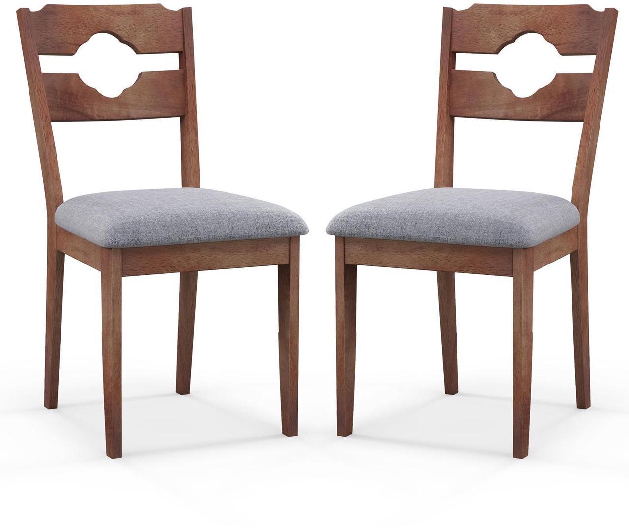 Main image of SlickBlue Dining Chair Set of 2 Fabric Upholstered Kitchen Chairs with Padded Seat and High Back-Gray