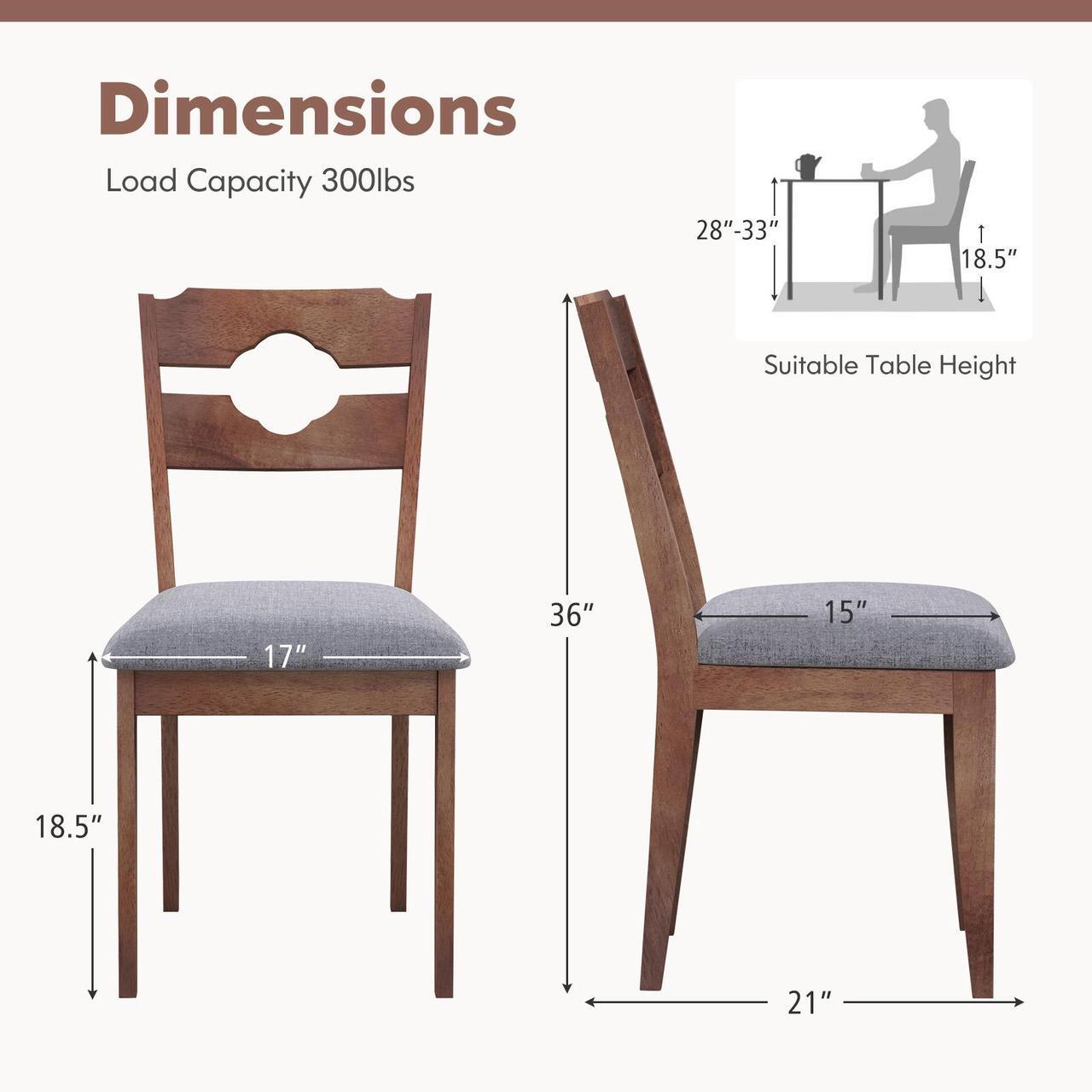 Alt view image 4 of 7 - SlickBlue Dining Chair Set of 2 Fabric Upholstered Kitchen Chairs with Padded Seat and High Back-Gray
