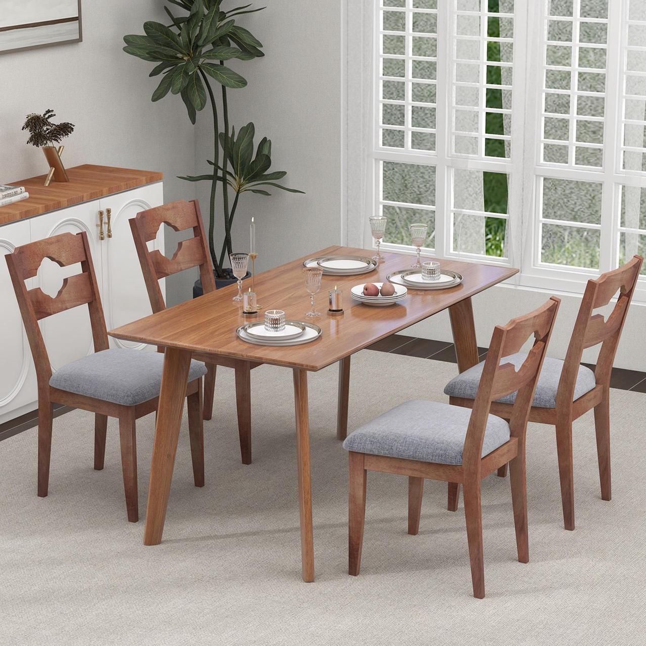 Alt view image 5 of 7 - SlickBlue Dining Chair Set of 2 Fabric Upholstered Kitchen Chairs with Padded Seat and High Back-Gray