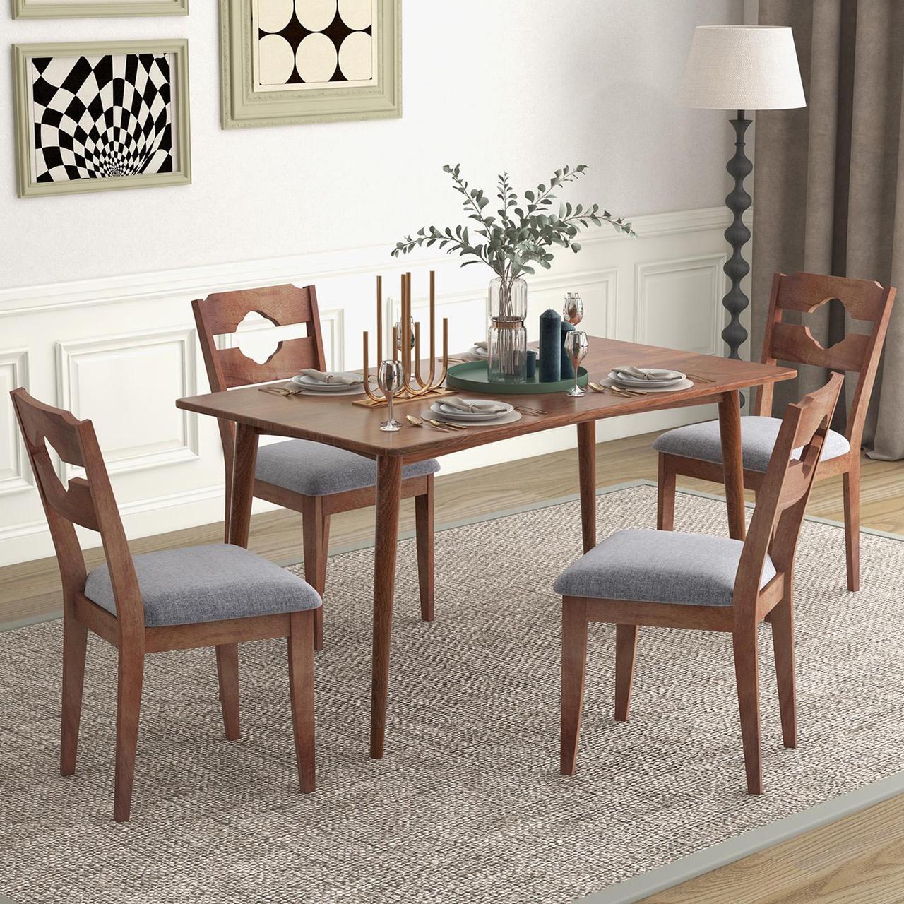 Alt view image 6 of 7 - SlickBlue Dining Chair Set of 2 Fabric Upholstered Kitchen Chairs with Padded Seat and High Back-Gray