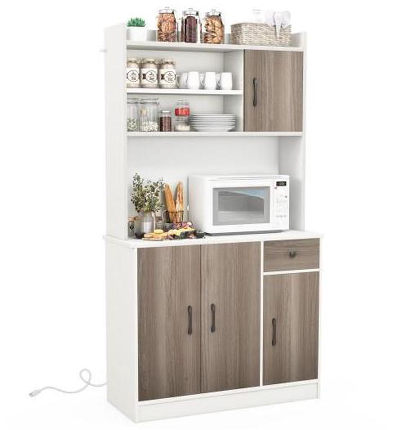 Main image of SlickBlue 71 Inch Kitchen Pantry Storage Cabinet Buffet Sideboard with Built-in Charge Station-White