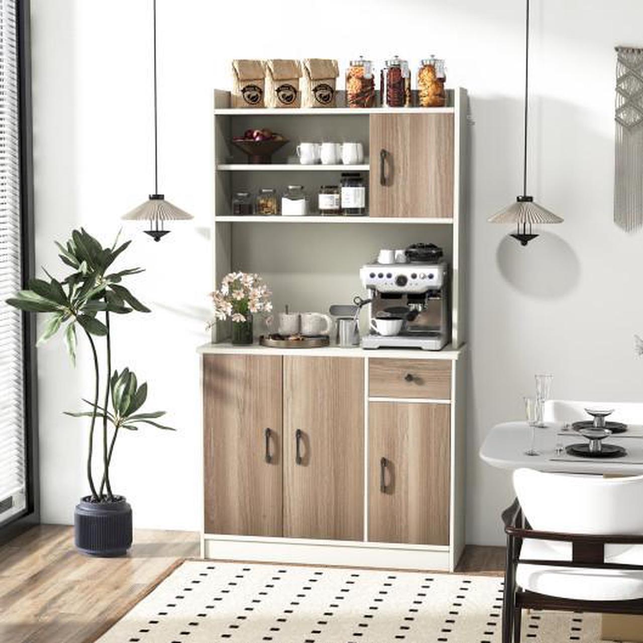 Alt view image 2 of 3 - SlickBlue 71 Inch Kitchen Pantry Storage Cabinet Buffet Sideboard with Built-in Charge Station-White