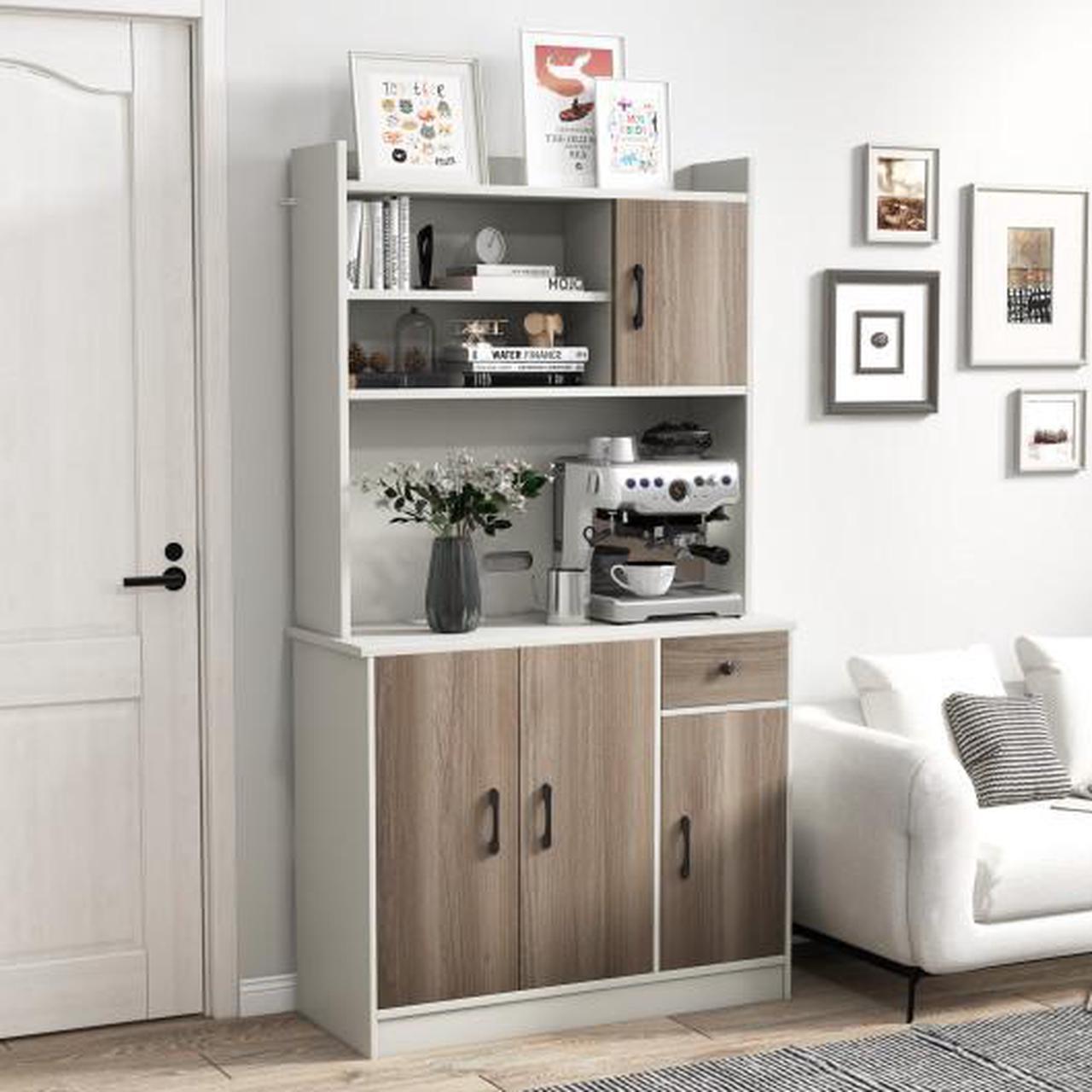 Alt view image 3 of 3 - SlickBlue 71 Inch Kitchen Pantry Storage Cabinet Buffet Sideboard with Built-in Charge Station-White