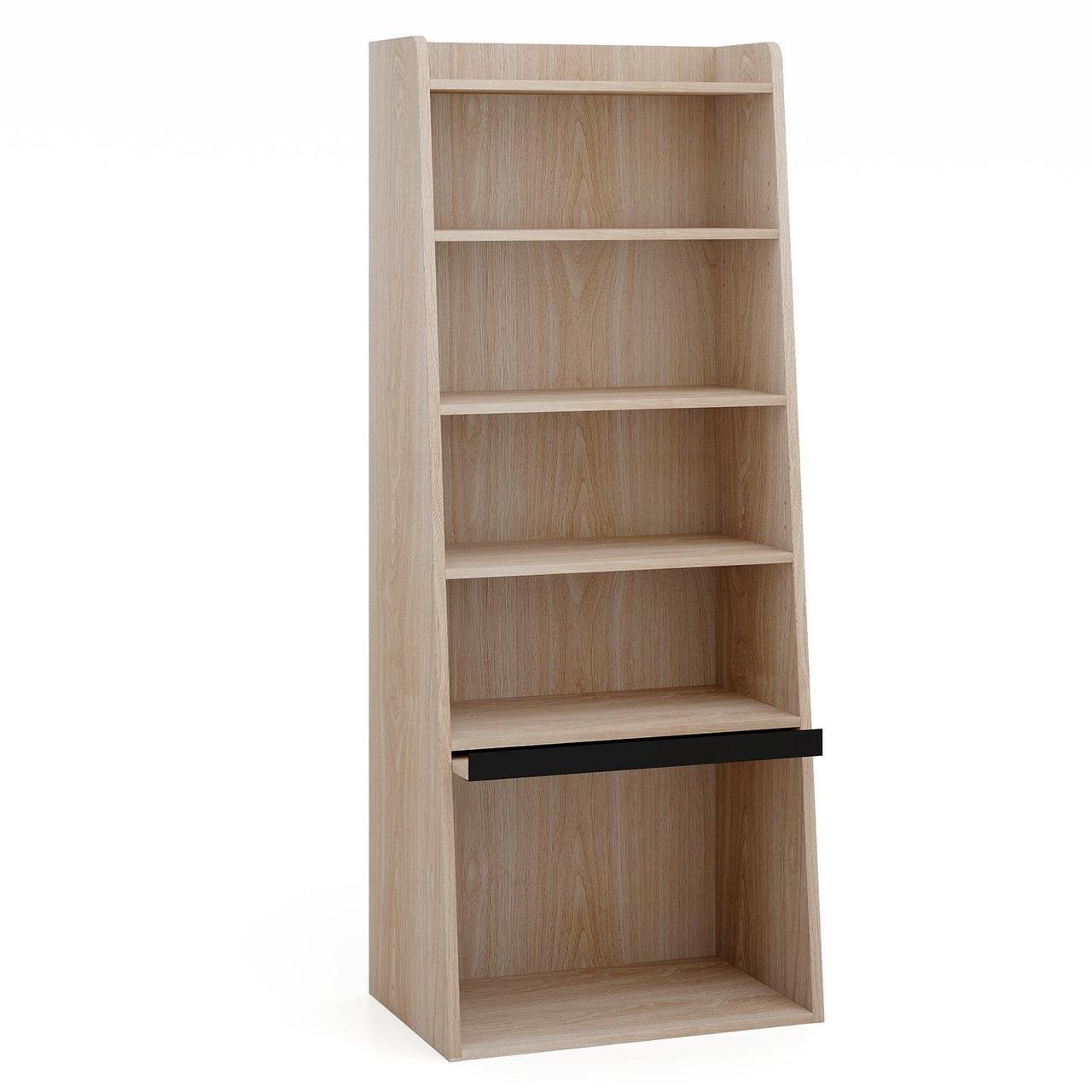 Alt view image 4 of 7 - SlickBlue 6-Tier Bookcase Freestanding Ladder Bookshelf with 2 Adjustable Shelves and Flip Up Door