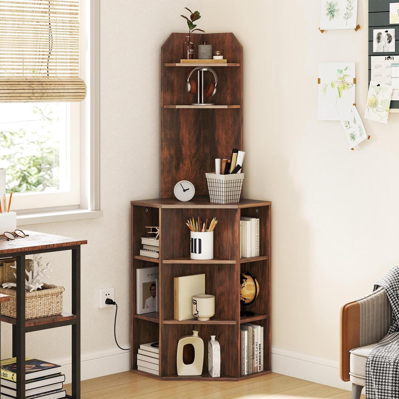 Alt view image 2 of 7 - SlickBlue 6-Tier Corner Shelf with Charging Station and 2 USB Ports