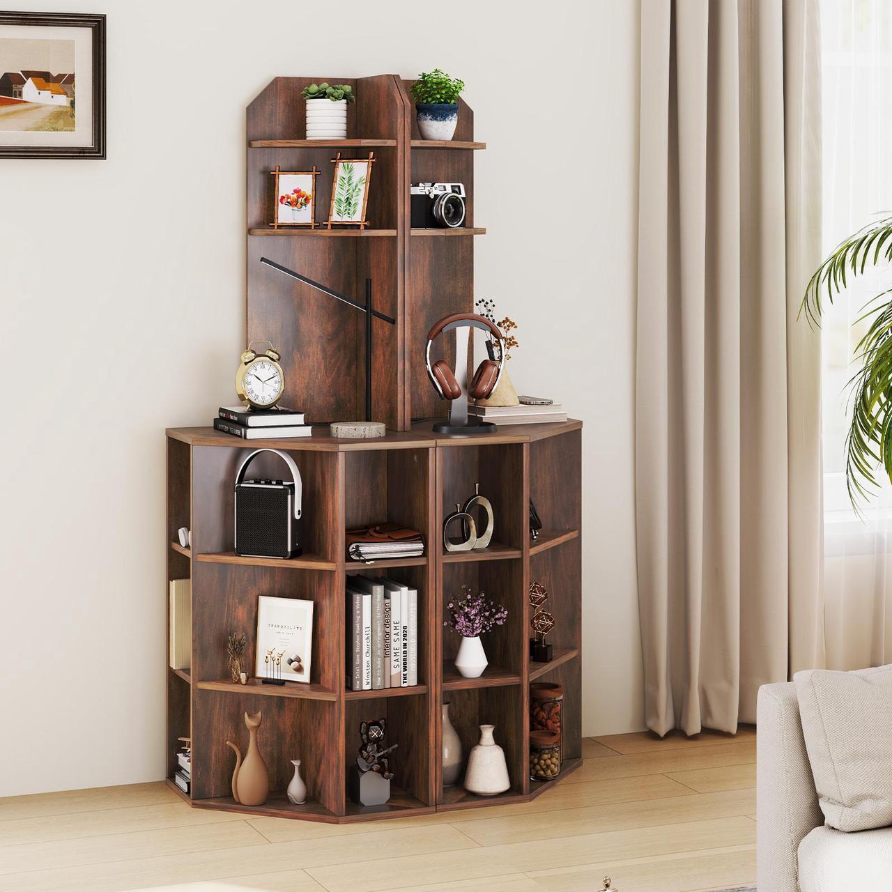 Alt view image 6 of 7 - SlickBlue 6-Tier Corner Shelf with Charging Station and 2 USB Ports