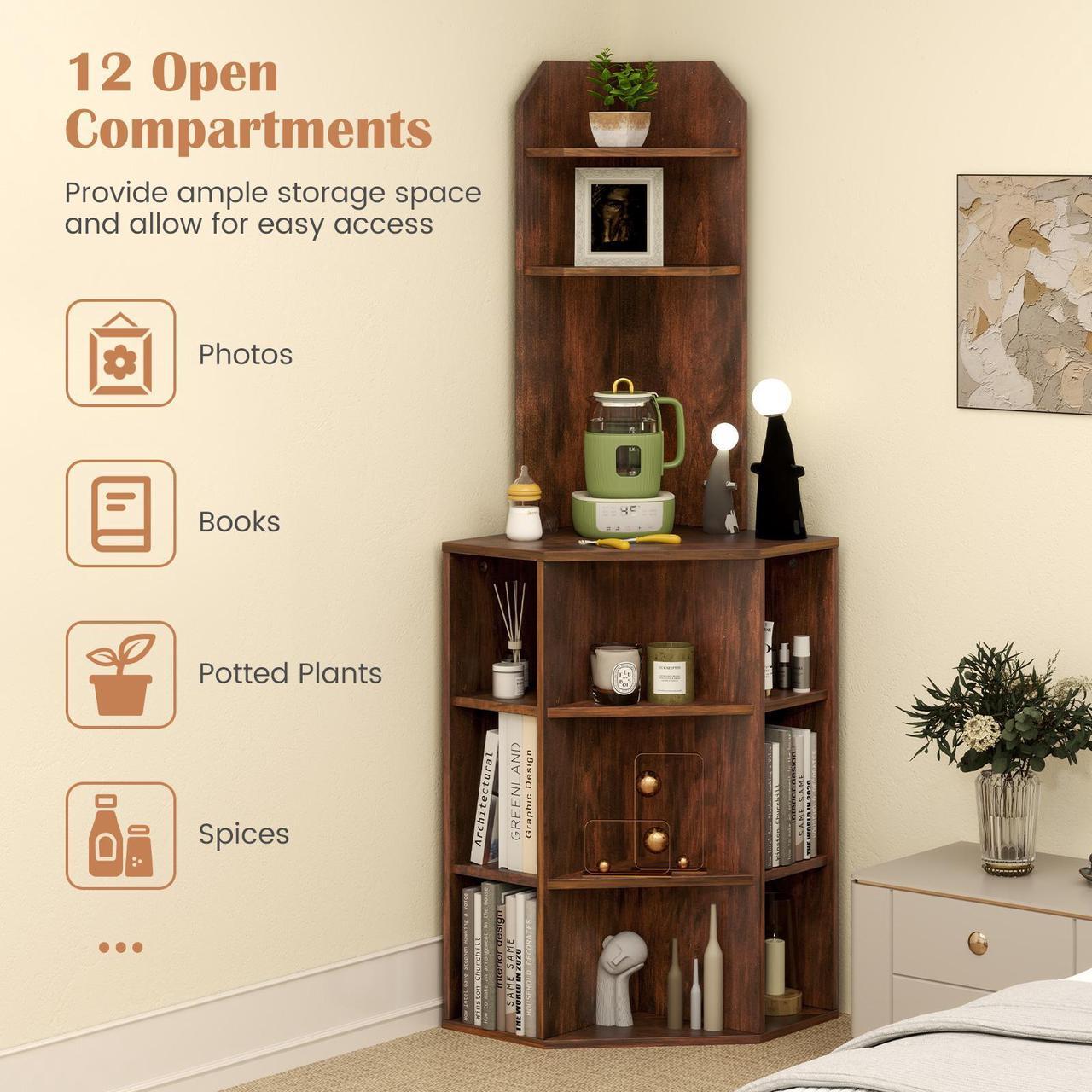 Alt view image 7 of 7 - SlickBlue 6-Tier Corner Shelf with Charging Station and 2 USB Ports