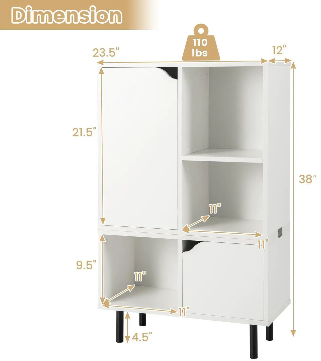 Alt view image 5 of 7 - SlickBlue Stackable Bookcase with Adjustable Shelf and Cubes-White