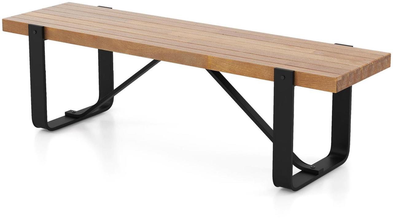 Alt view image 4 of 7 - SlickBlue 60 Inch Entryway Bench Rustic Farmhouse Wooden Shoe Rack with Metal Frame-Natural