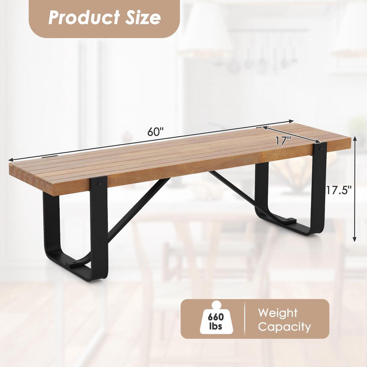 Alt view image 5 of 7 - SlickBlue 60 Inch Entryway Bench Rustic Farmhouse Wooden Shoe Rack with Metal Frame-Natural