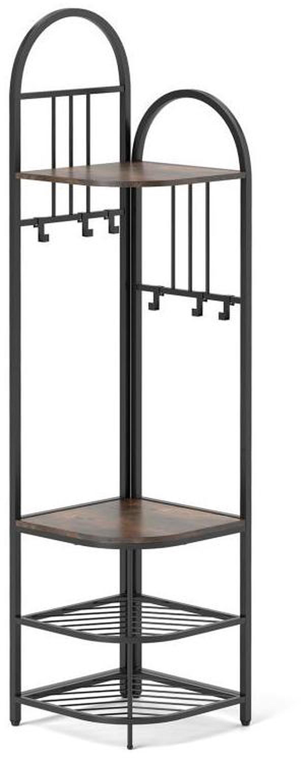 Main image of SlickBlue 4-Tier Coat Rack Corner Hall Tree with Shoe Storage Bench