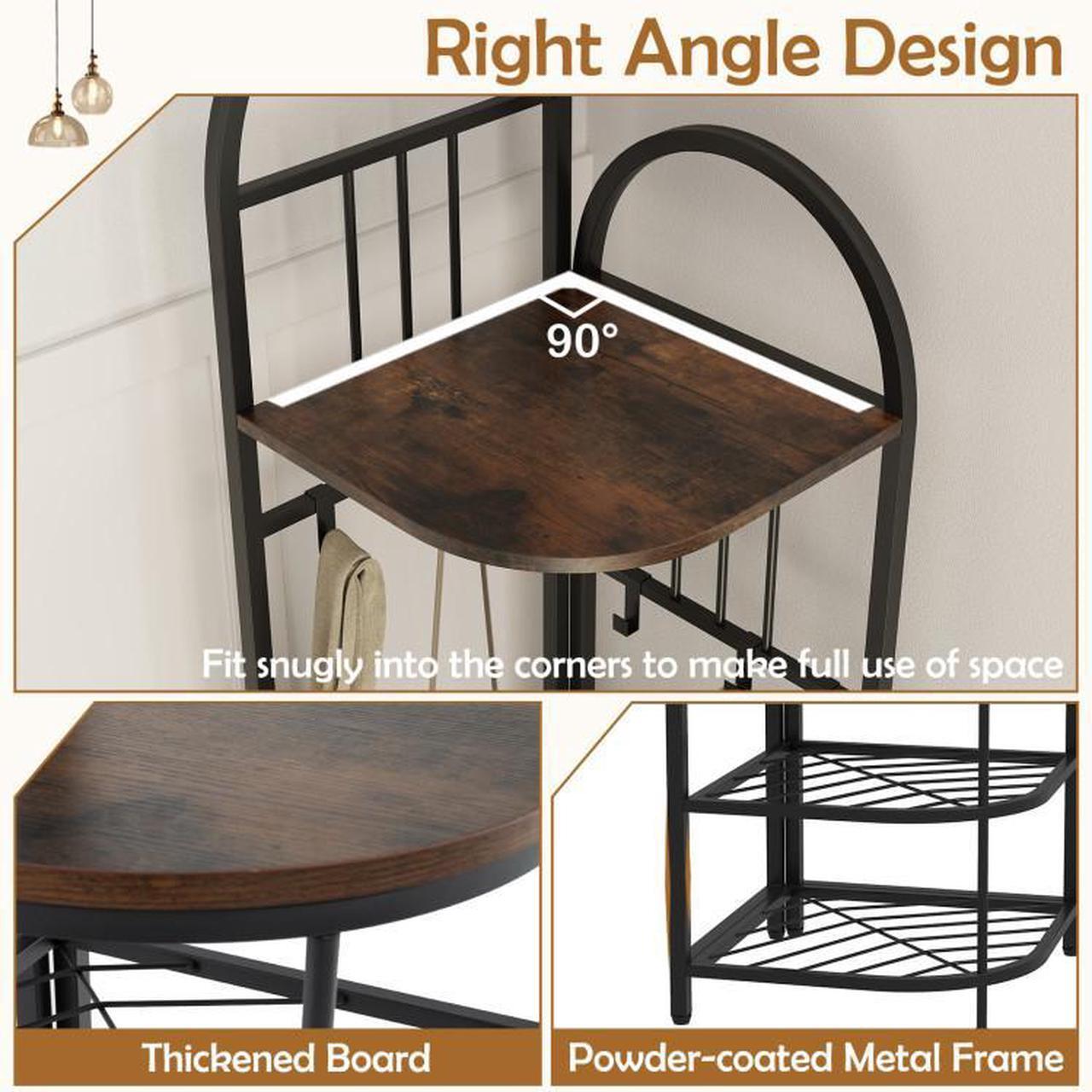 Alt view image 4 of 7 - SlickBlue 4-Tier Coat Rack Corner Hall Tree with Shoe Storage Bench