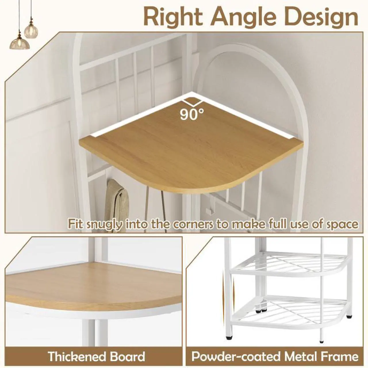 Alt view image 4 of 7 - SlickBlue 4-Tier Coat Rack Corner Hall Tree with Shoe Storage Bench