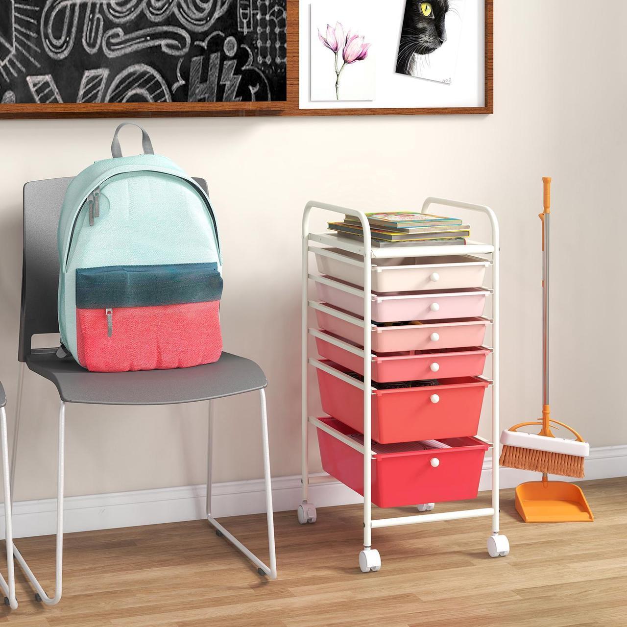 Alt view image 2 of 7 - SlickBlue 6 Drawers Rolling Storage Cart Organizer-Pink
