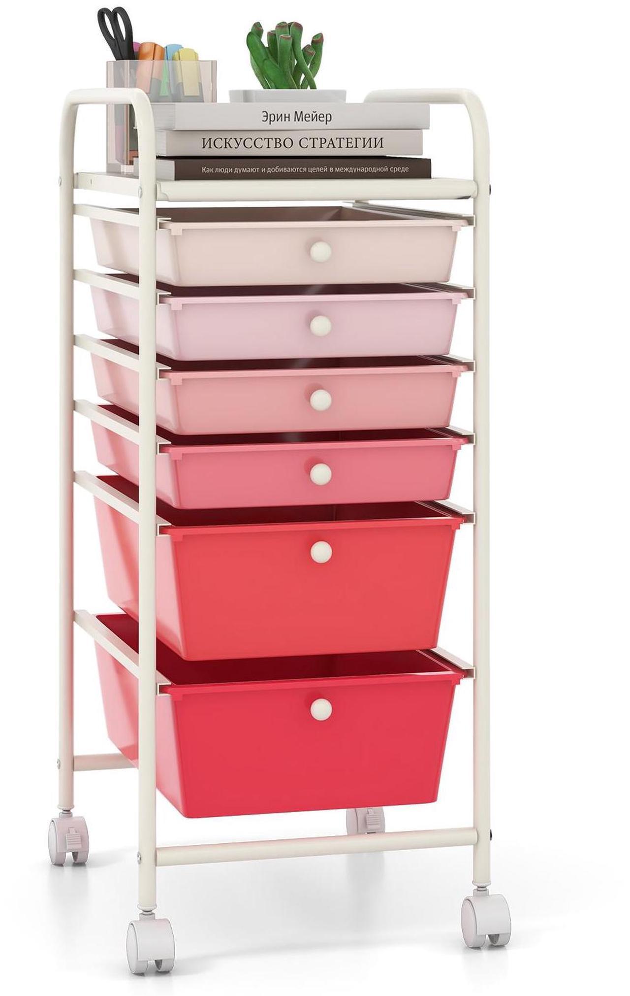 Alt view image 4 of 7 - SlickBlue 6 Drawers Rolling Storage Cart Organizer-Pink