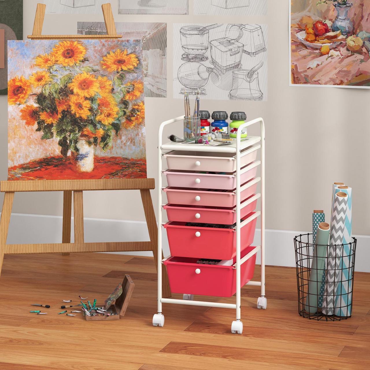 Alt view image 6 of 7 - SlickBlue 6 Drawers Rolling Storage Cart Organizer-Pink