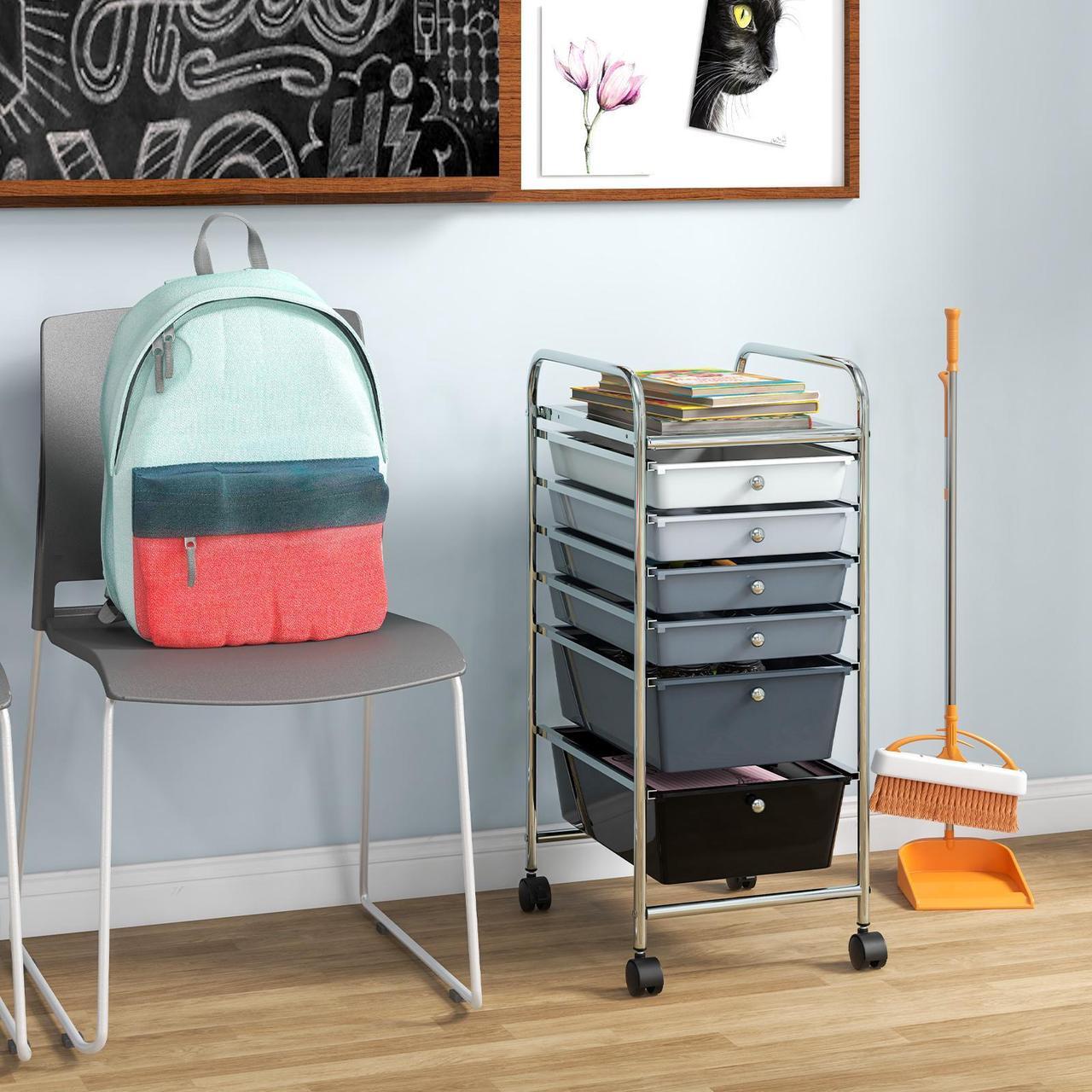 Alt view image 3 of 7 - SlickBlue 6 Drawers Rolling Storage Cart Organizer-Mixed Black