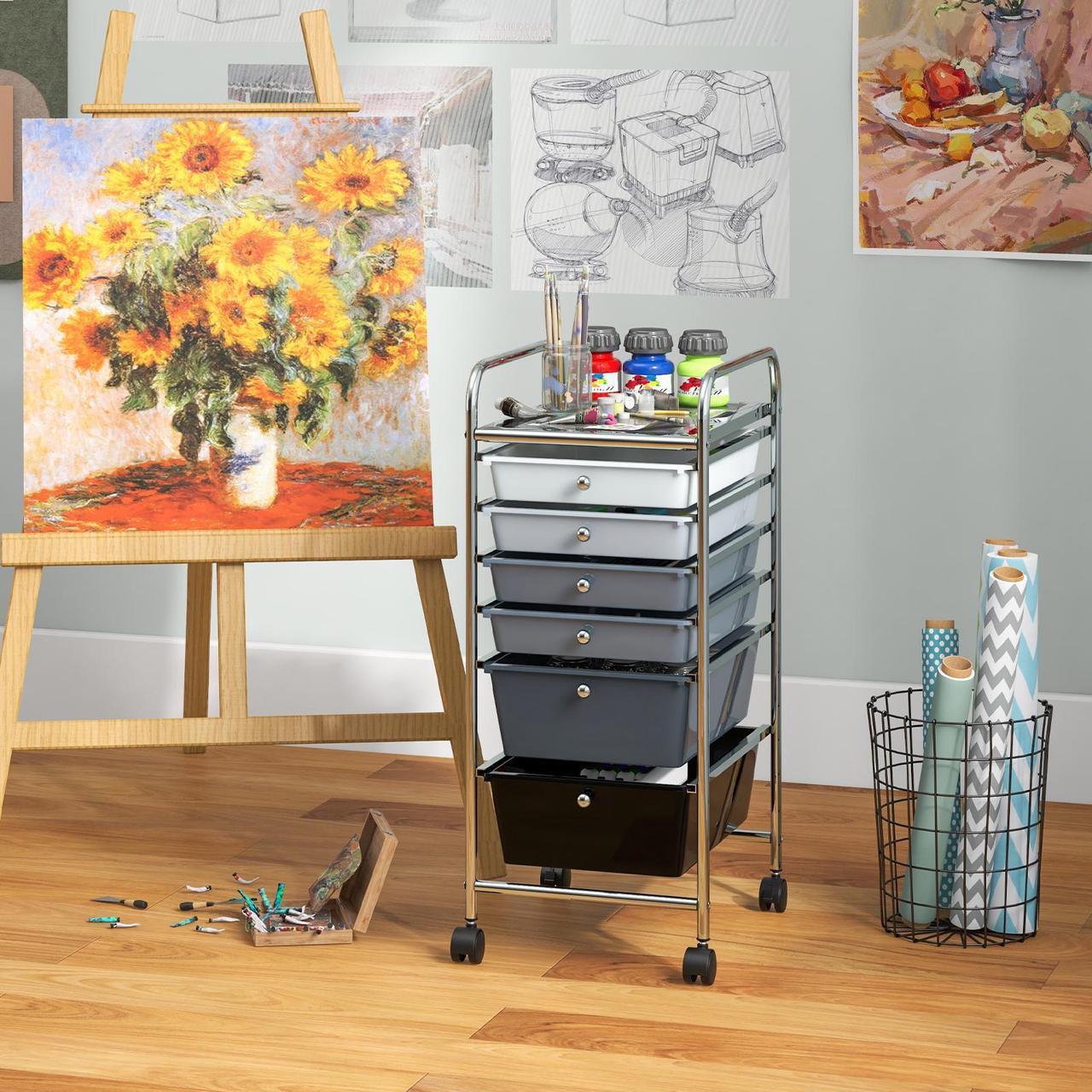 Alt view image 6 of 7 - SlickBlue 6 Drawers Rolling Storage Cart Organizer-Mixed Black