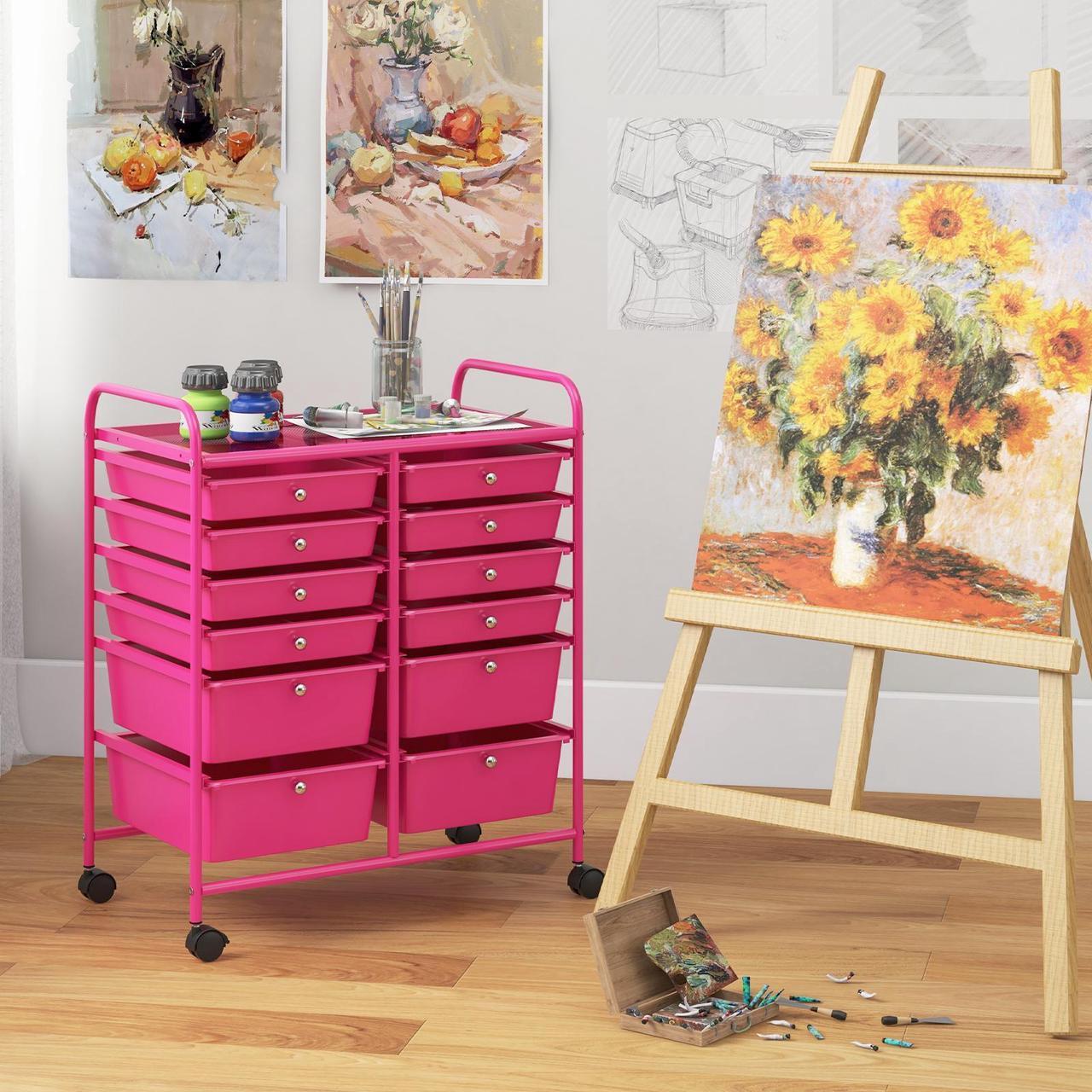 Alt view image 2 of 7 - SlickBlue 12-Drawer Rolling Storage Cart with Removable Drawers and Lockable Wheels