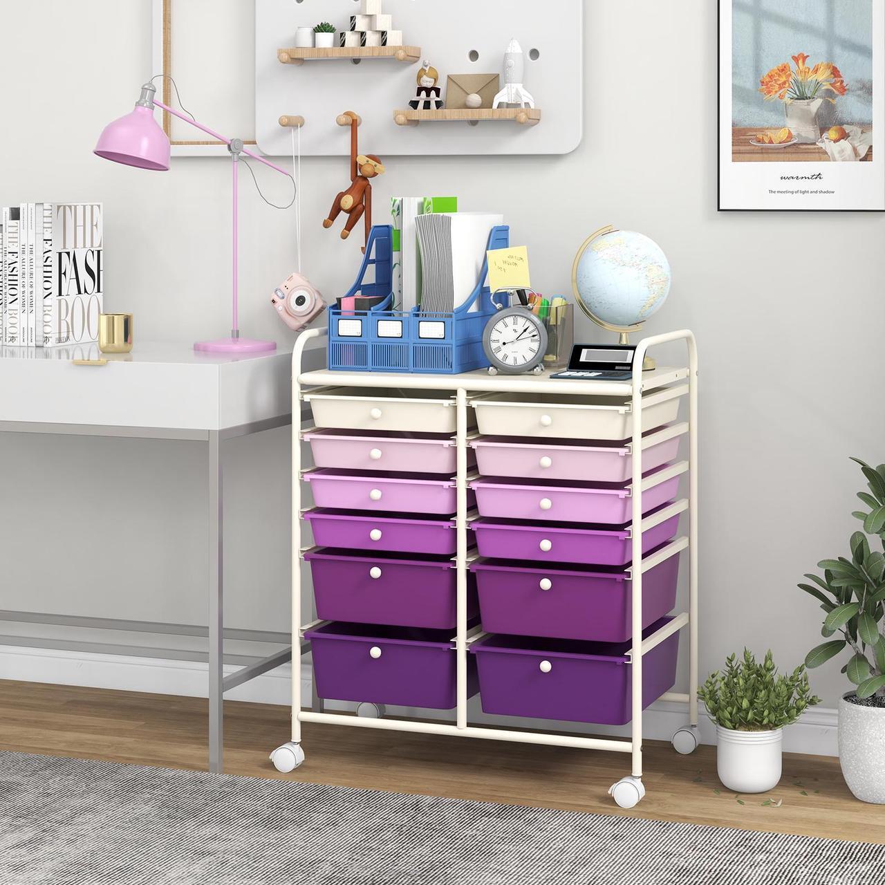Alt view image 2 of 7 - SlickBlue 12-Drawer Rolling Storage Cart with Removable Drawers and Lockable Wheels