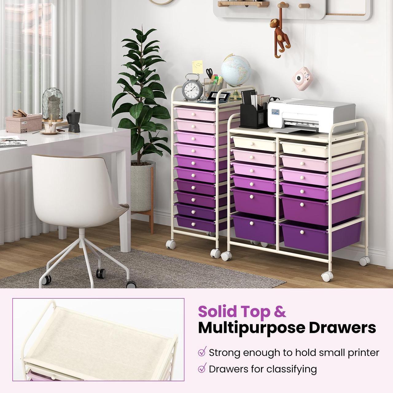 Alt view image 5 of 7 - SlickBlue 12-Drawer Rolling Storage Cart with Removable Drawers and Lockable Wheels