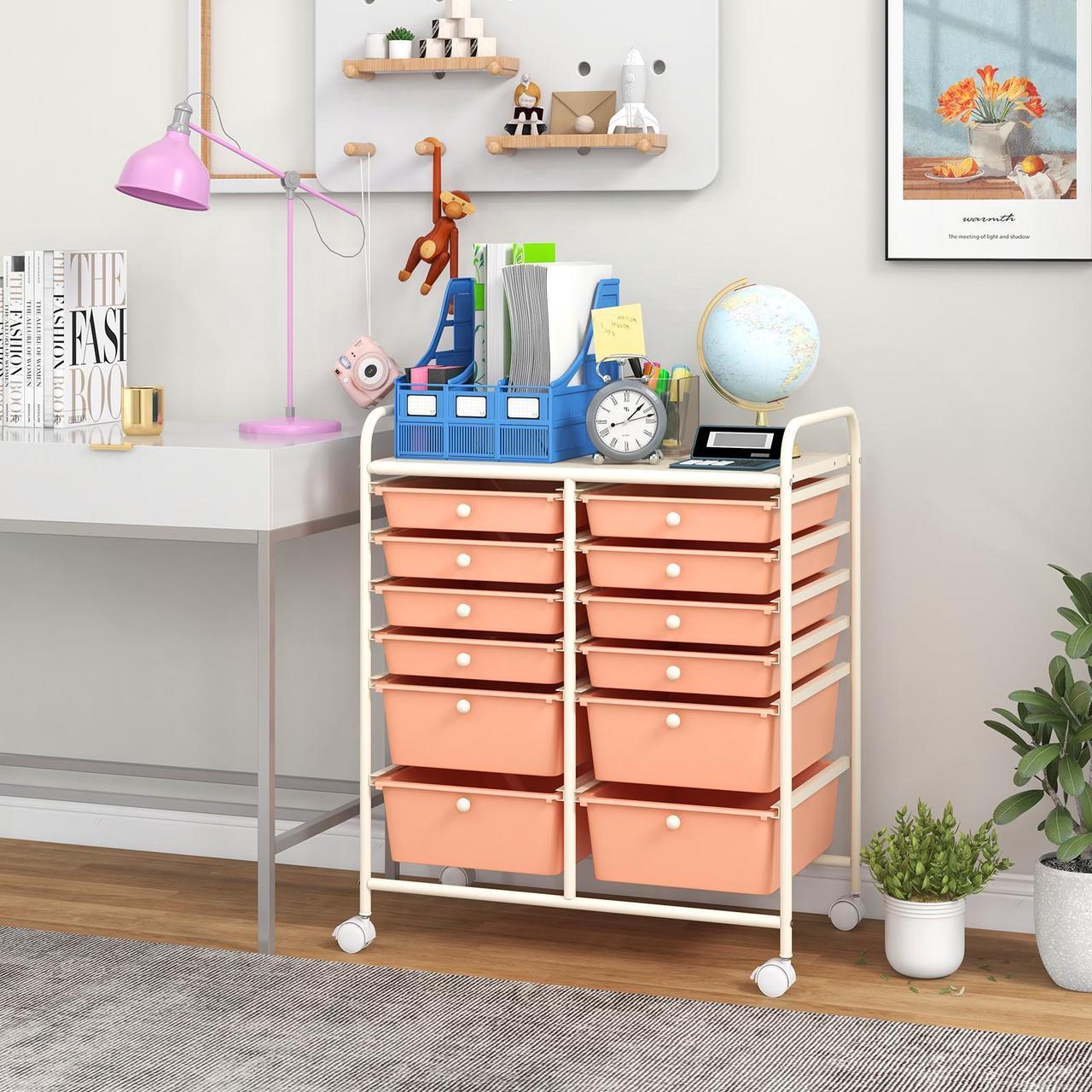 Alt view image 2 of 7 - SlickBlue 12-Drawer Rolling Storage Cart with Removable Drawers and Lockable Wheels
