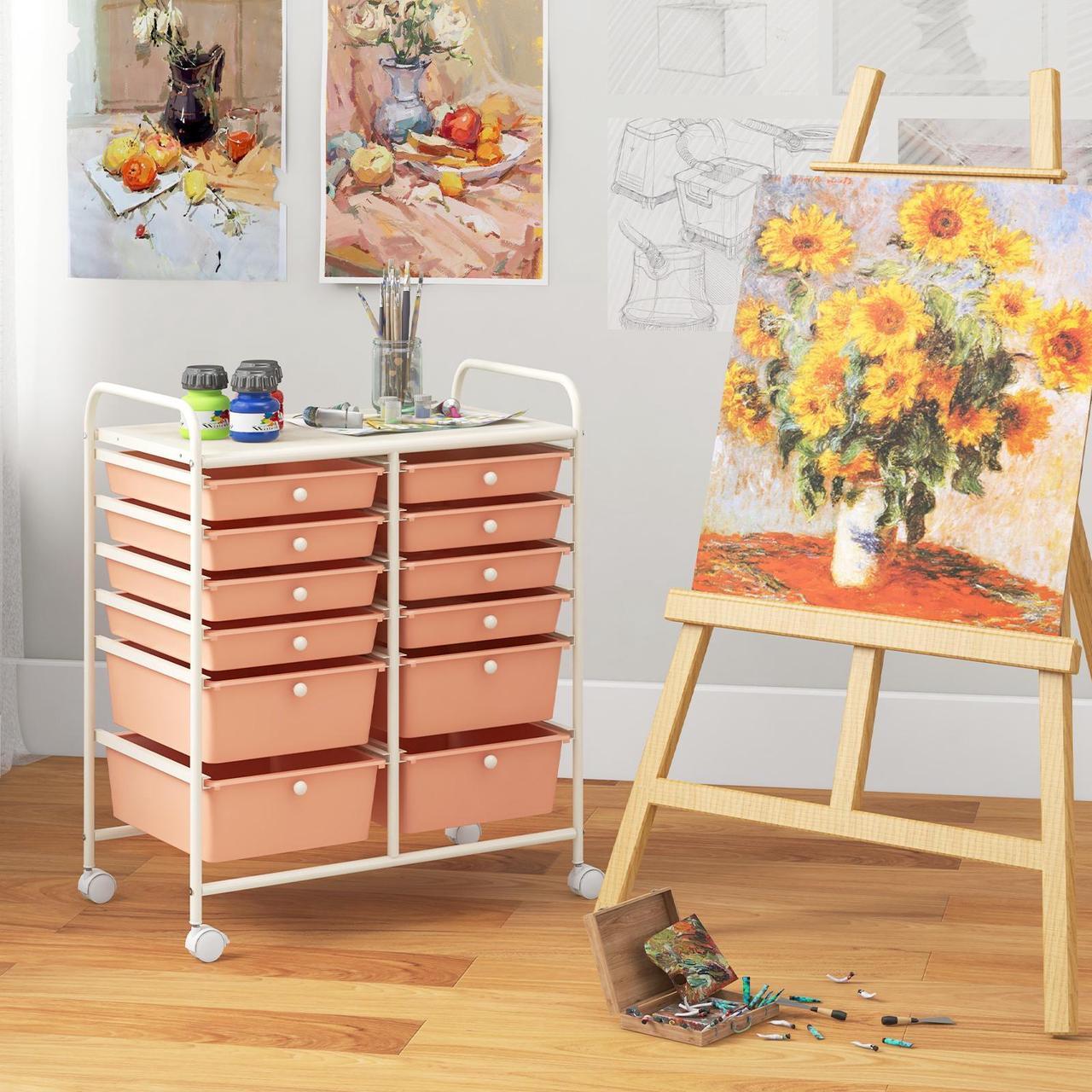 Alt view image 3 of 7 - SlickBlue 12-Drawer Rolling Storage Cart with Removable Drawers and Lockable Wheels