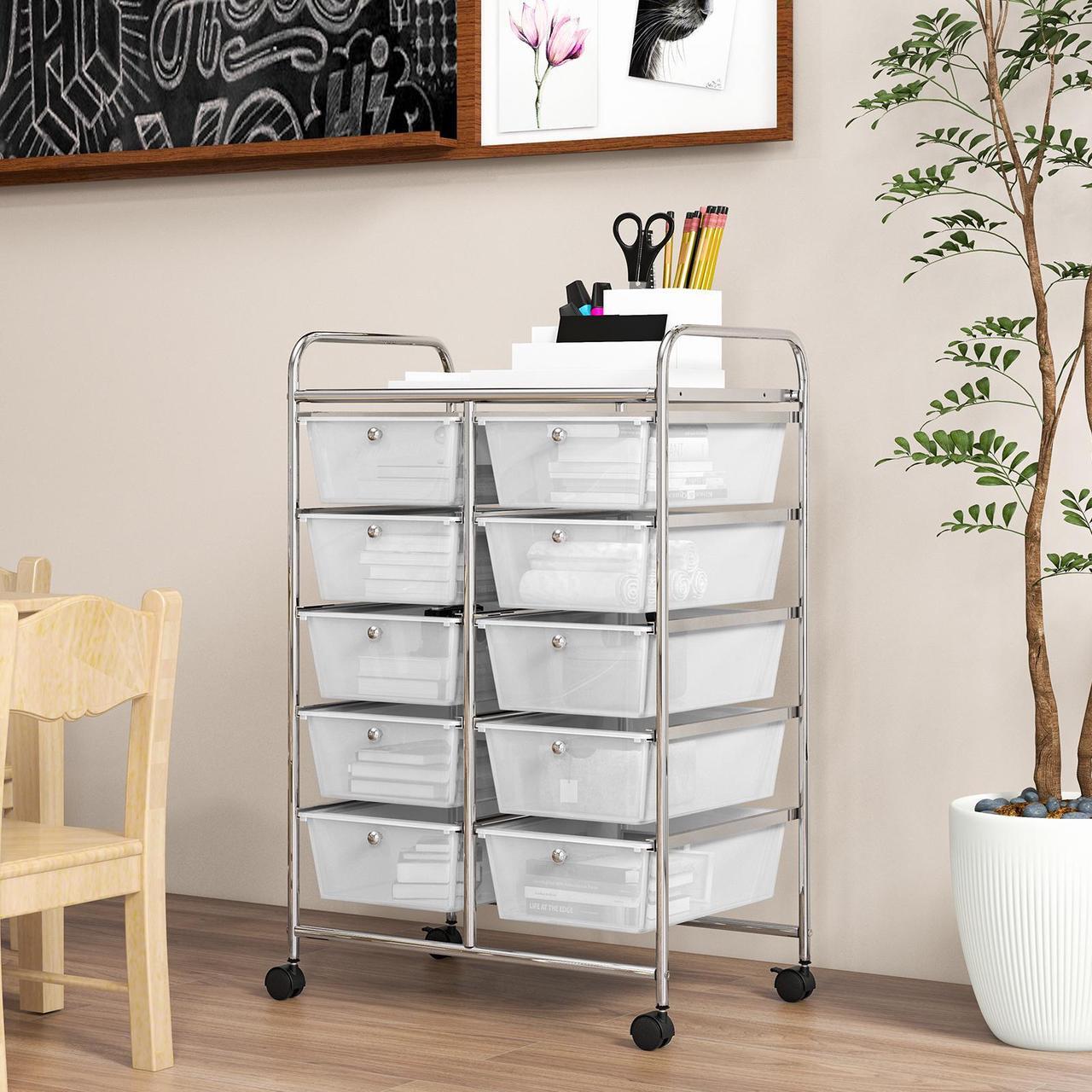 Alt view image 2 of 7 - SlickBlue 10-Drawer Rolling Storage Cart-Transparent