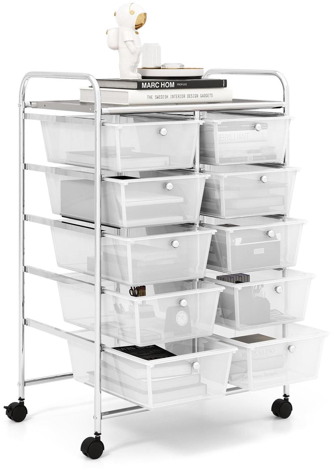 Alt view image 4 of 7 - SlickBlue 10-Drawer Rolling Storage Cart-Transparent