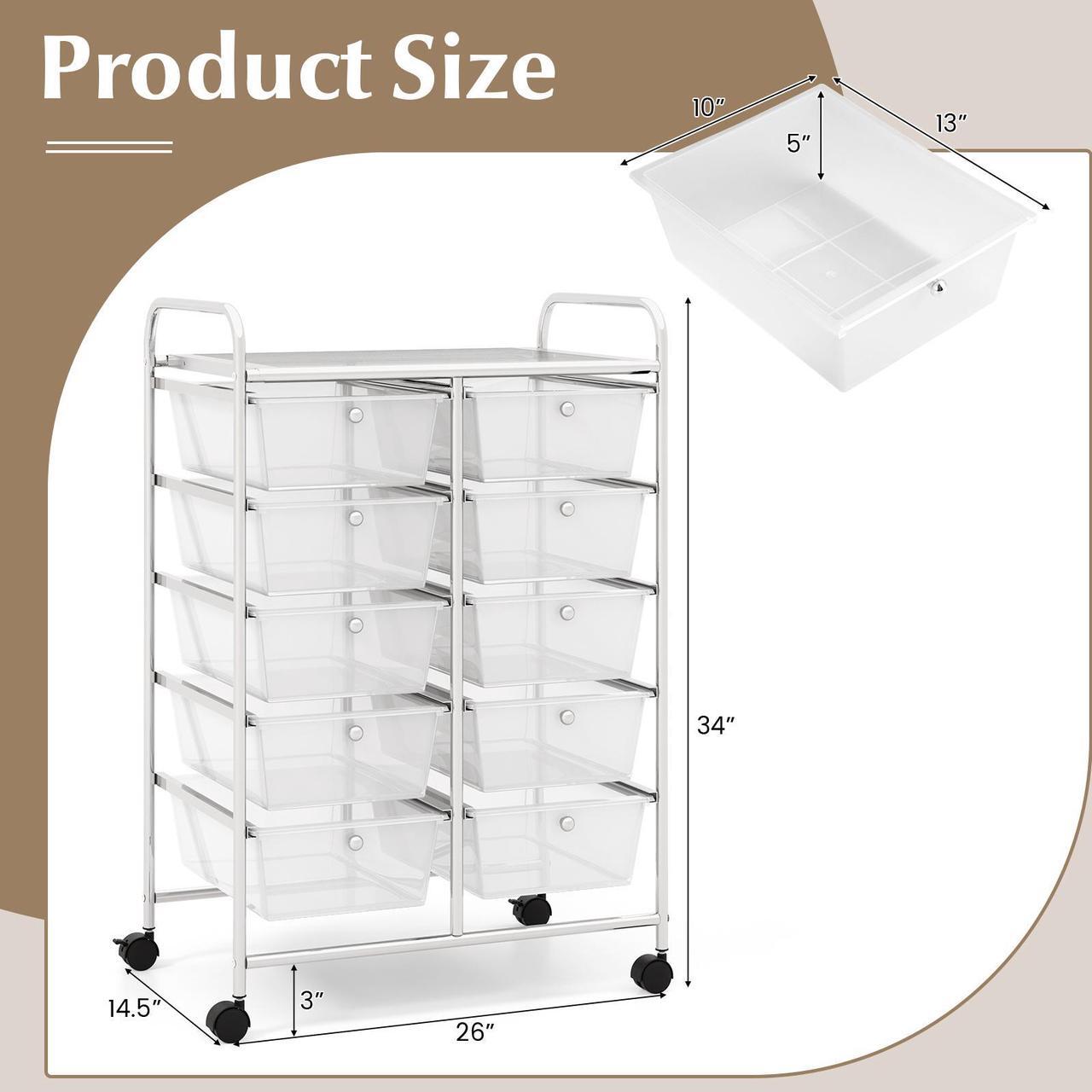 Alt view image 5 of 7 - SlickBlue 10-Drawer Rolling Storage Cart-Transparent
