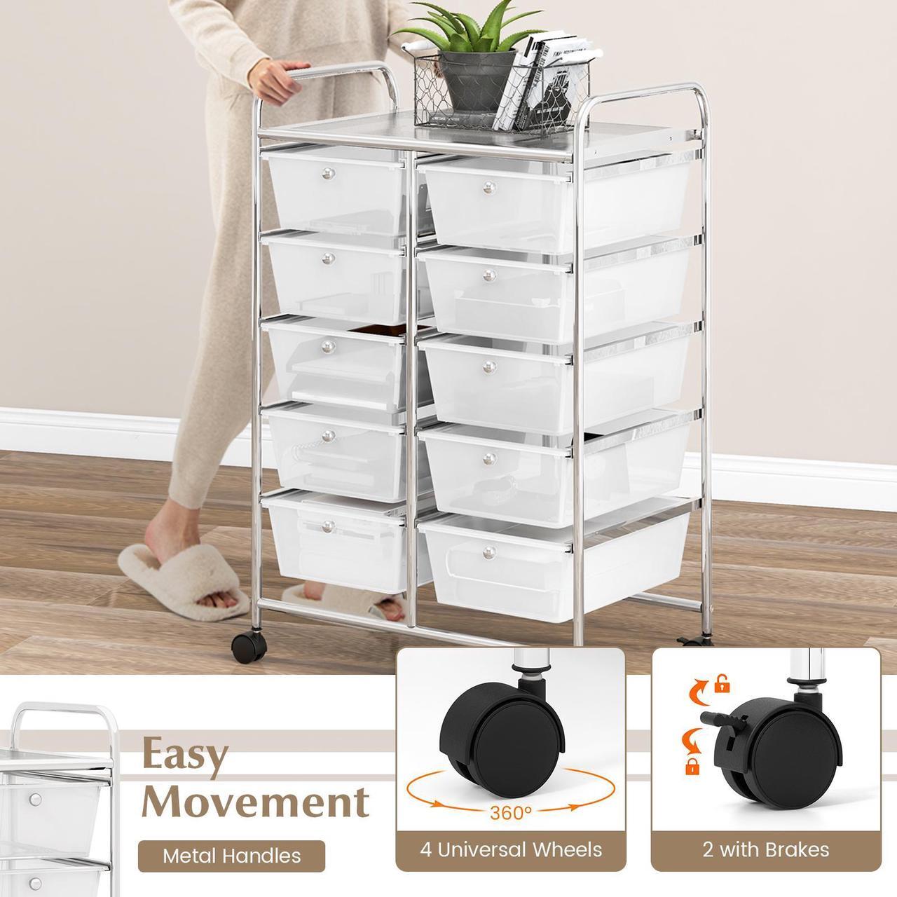 Alt view image 7 of 7 - SlickBlue 10-Drawer Rolling Storage Cart-Transparent