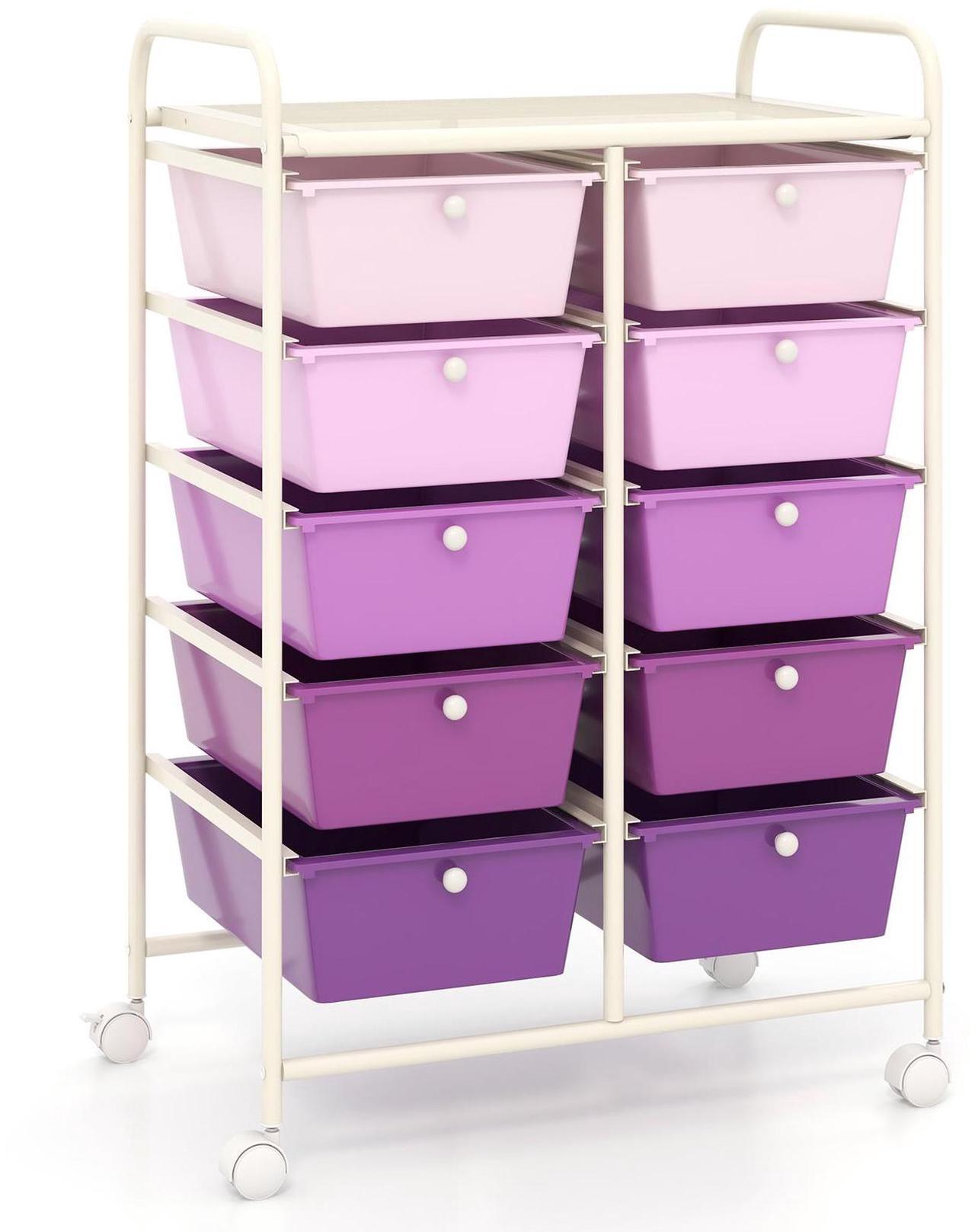 Main image of SlickBlue 10-Drawer Rolling Storage Cart-Purple