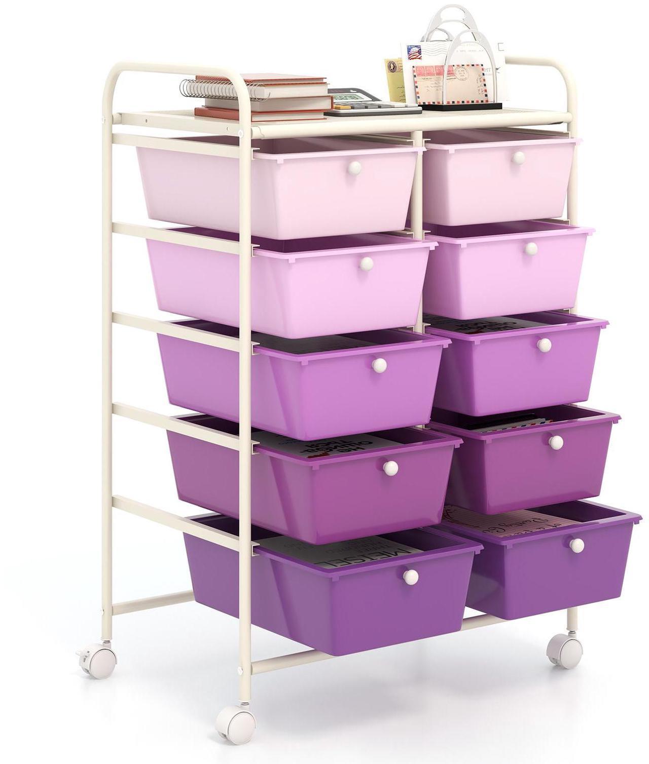 Alt view image 4 of 7 - SlickBlue 10-Drawer Rolling Storage Cart-Purple