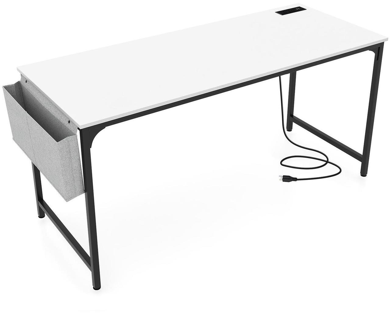 Main image of SlickBlue 60 Inch Computer Desk with Charging Station Storage Bag-White